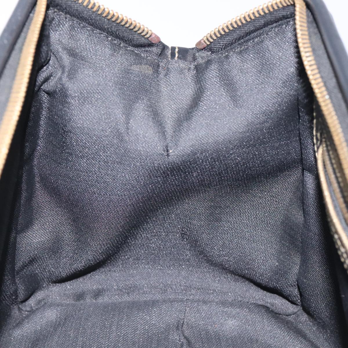 FENDI Pecan Canvas Hand Bag PVC Brown Gold Auth 119823