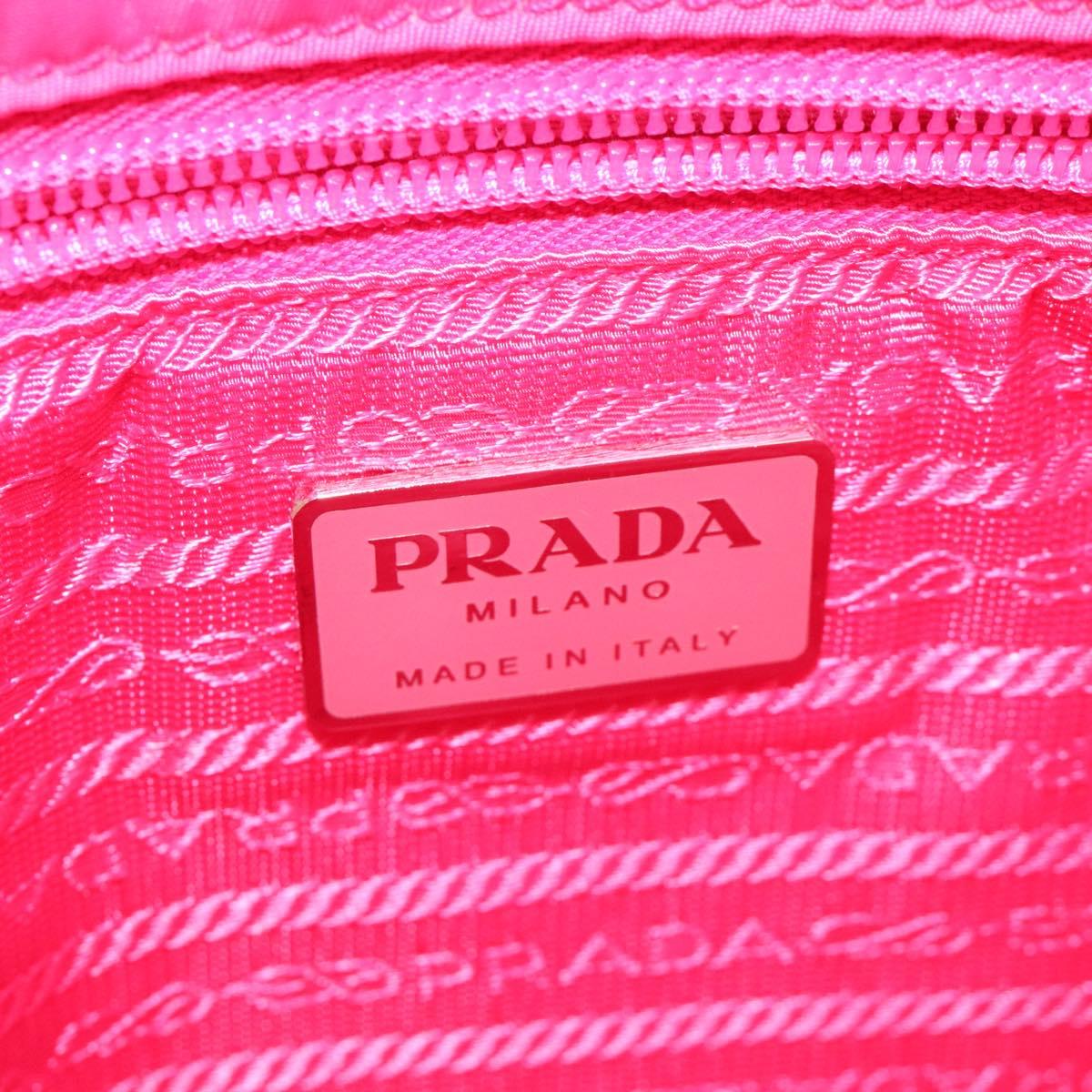 PRADA Shoulder Bag Nylon Pink Silver Auth 119844A