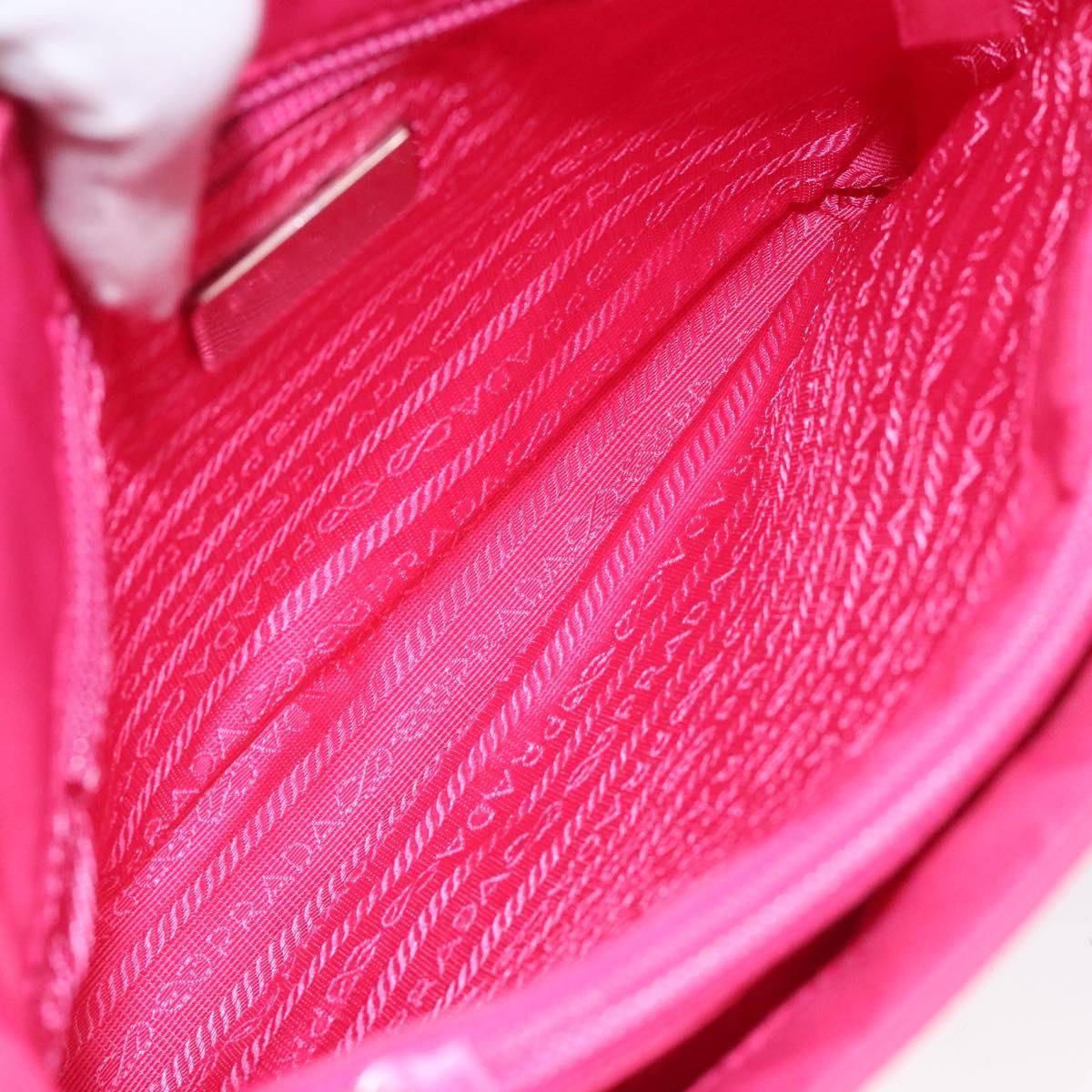 PRADA Shoulder Bag Nylon Pink Silver Auth 119844A