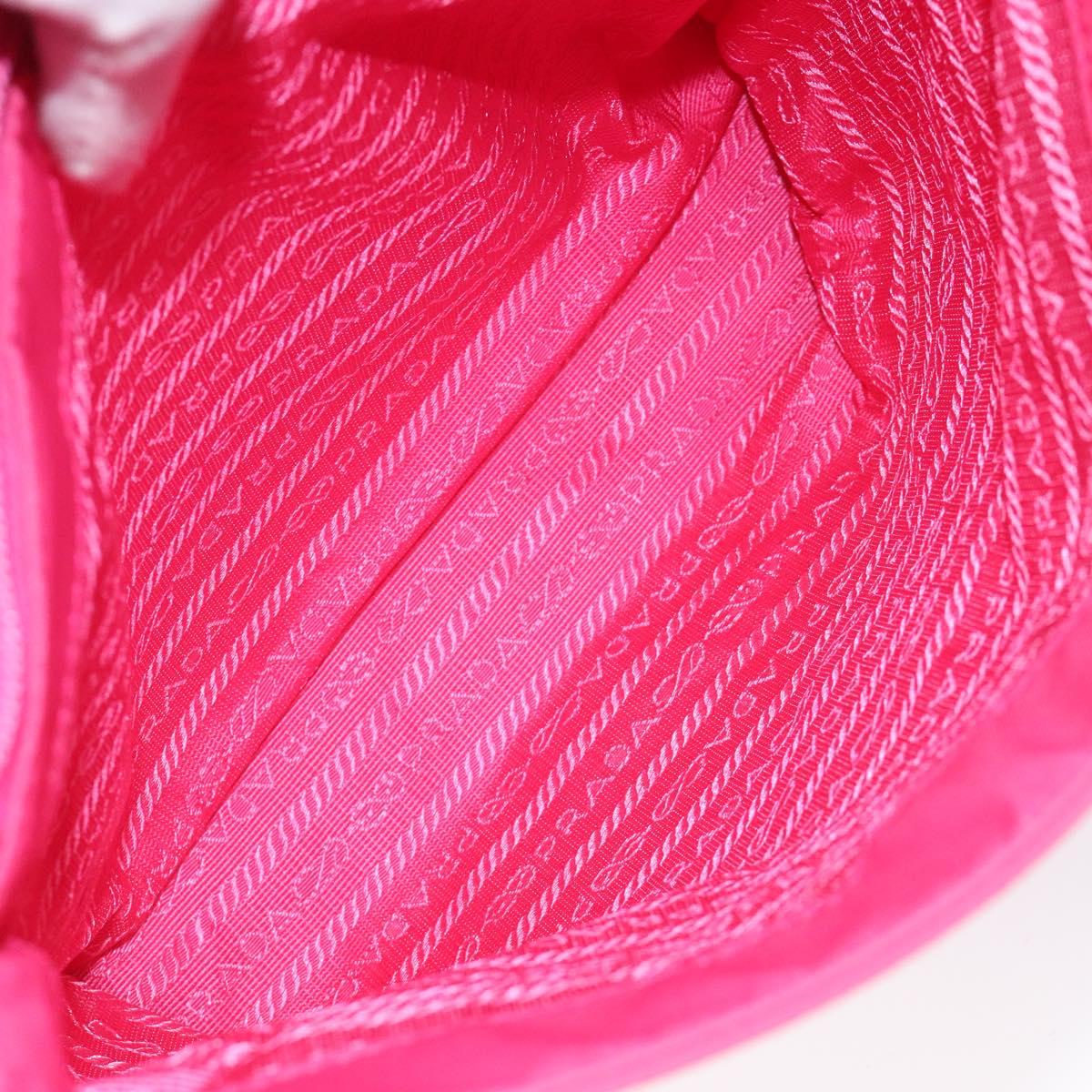 PRADA Shoulder Bag Nylon Pink Silver Auth 119844A