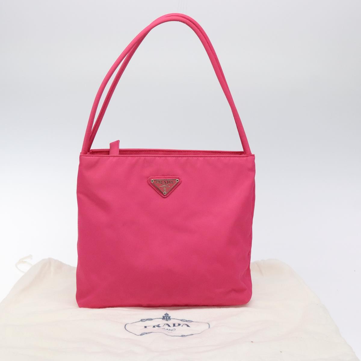 PRADA Shoulder Bag Nylon Pink Silver Auth 119844A