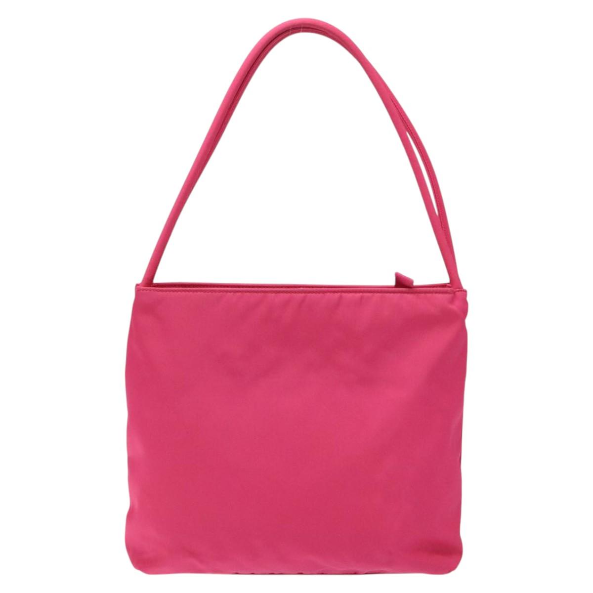 PRADA Shoulder Bag Nylon Pink Silver Auth 119844A
