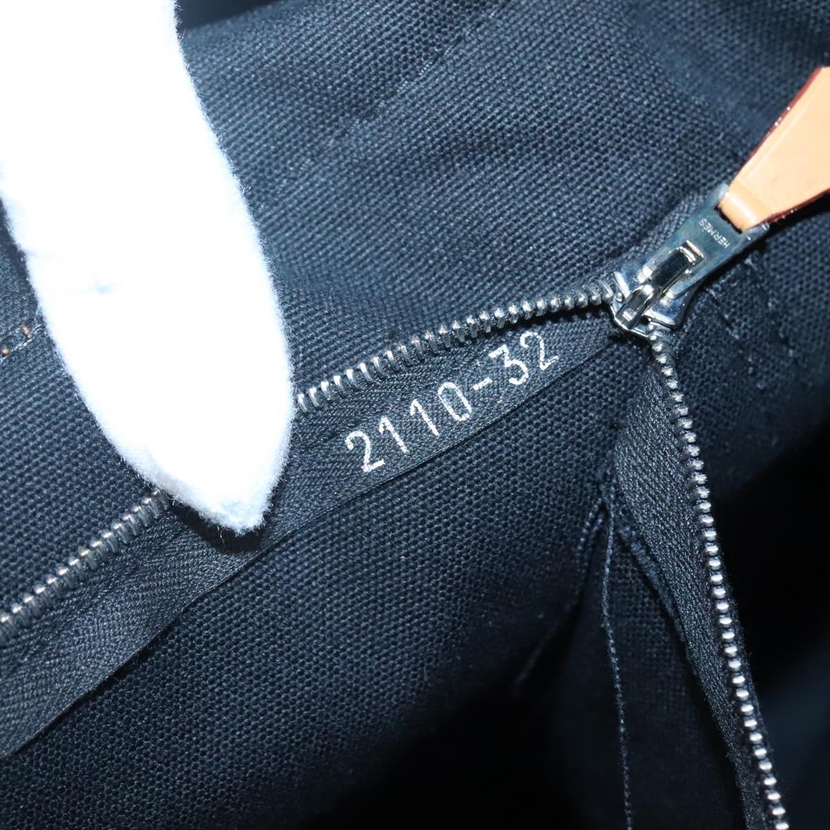 HERMES Fourre Tout MM Hand Bag Canvas Black Silver Auth 119846