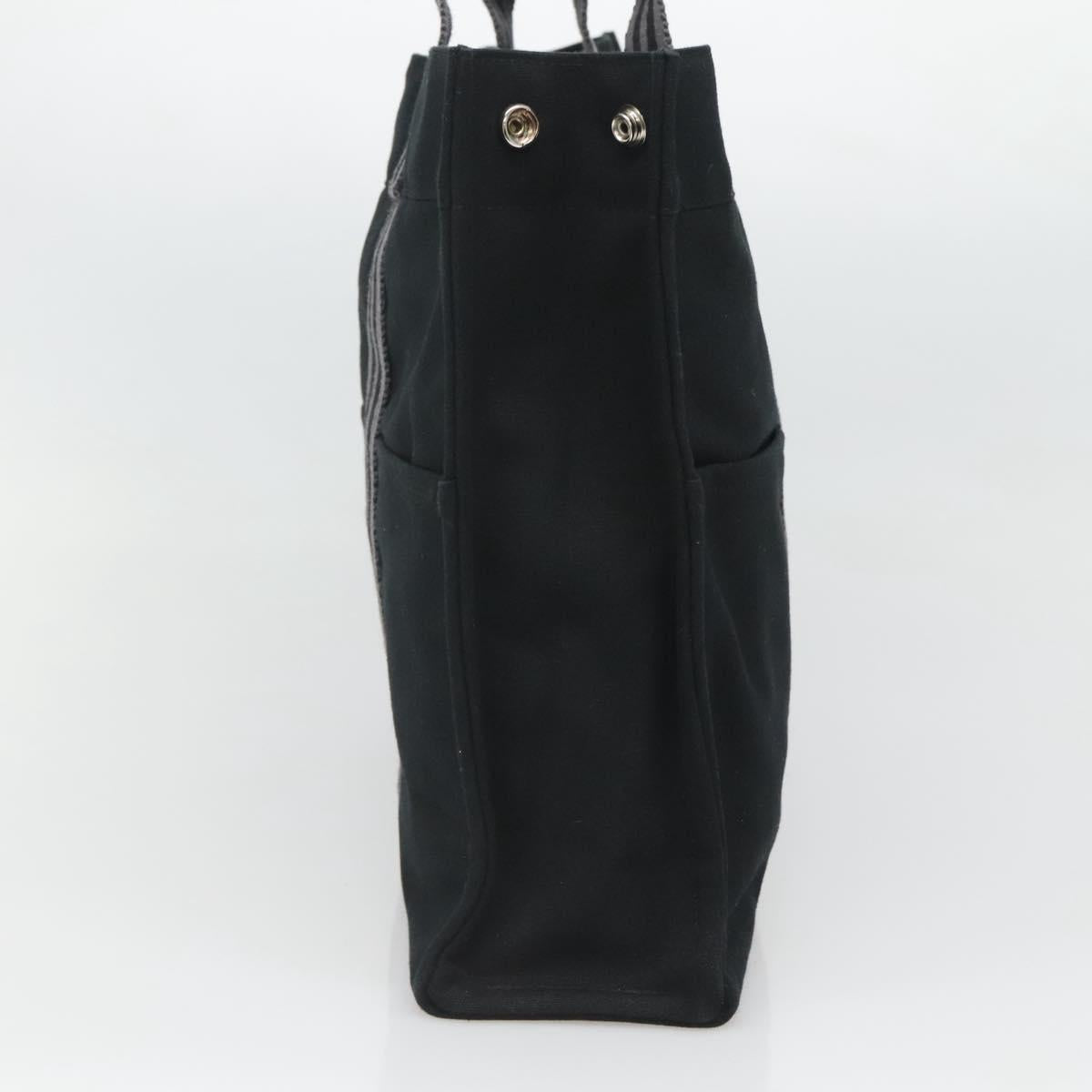 HERMES Fourre Tout MM Hand Bag Canvas Black Silver Auth 119846