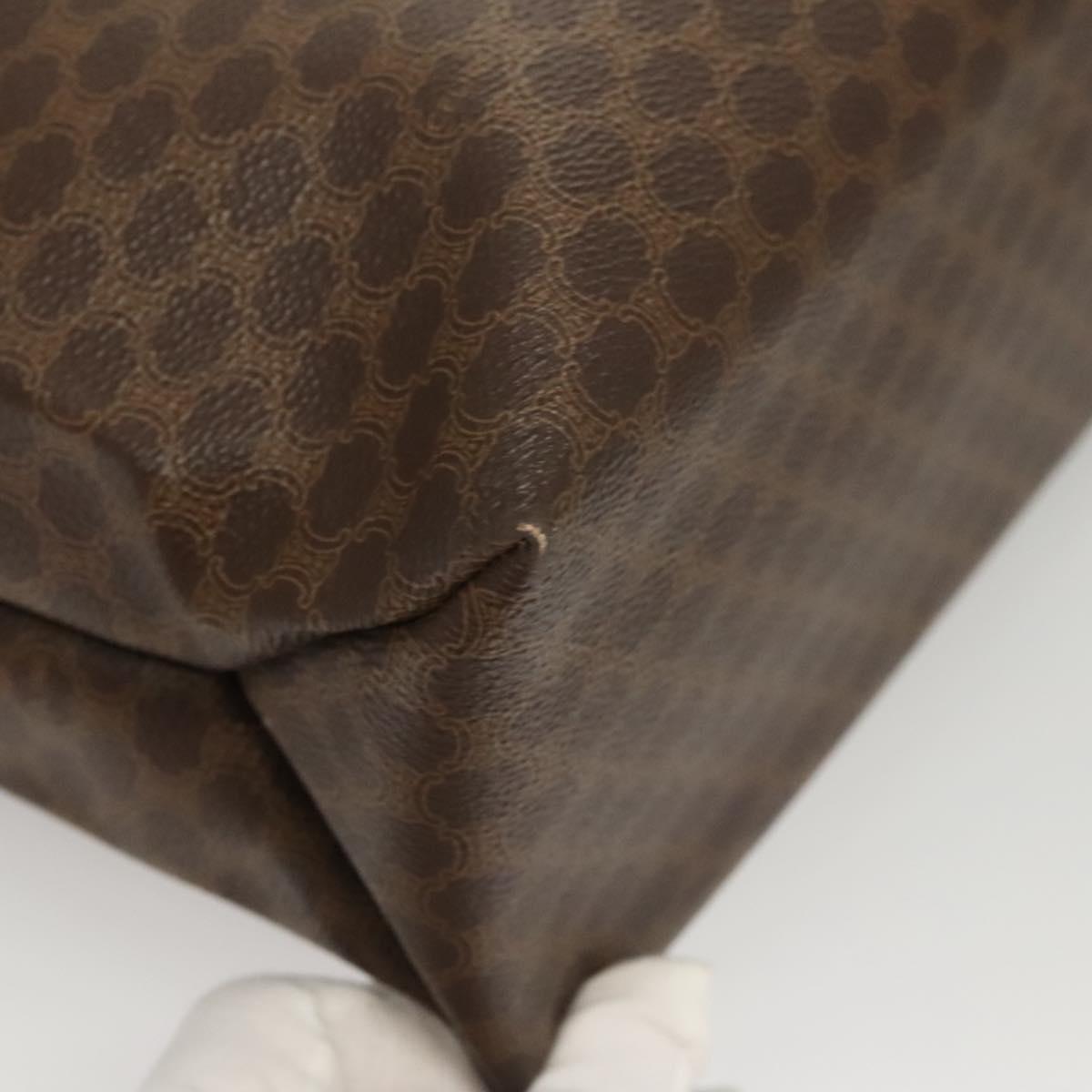 CELINE Macadam Canvas Tote Bag PVC Leather Brown Gold Auth 119866