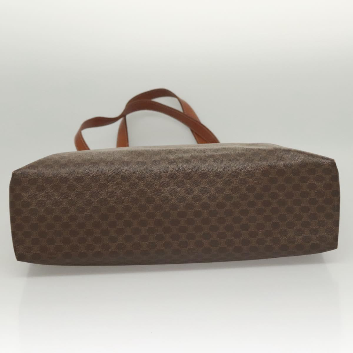 CELINE Macadam Canvas Tote Bag PVC Leather Brown Gold Auth 119866