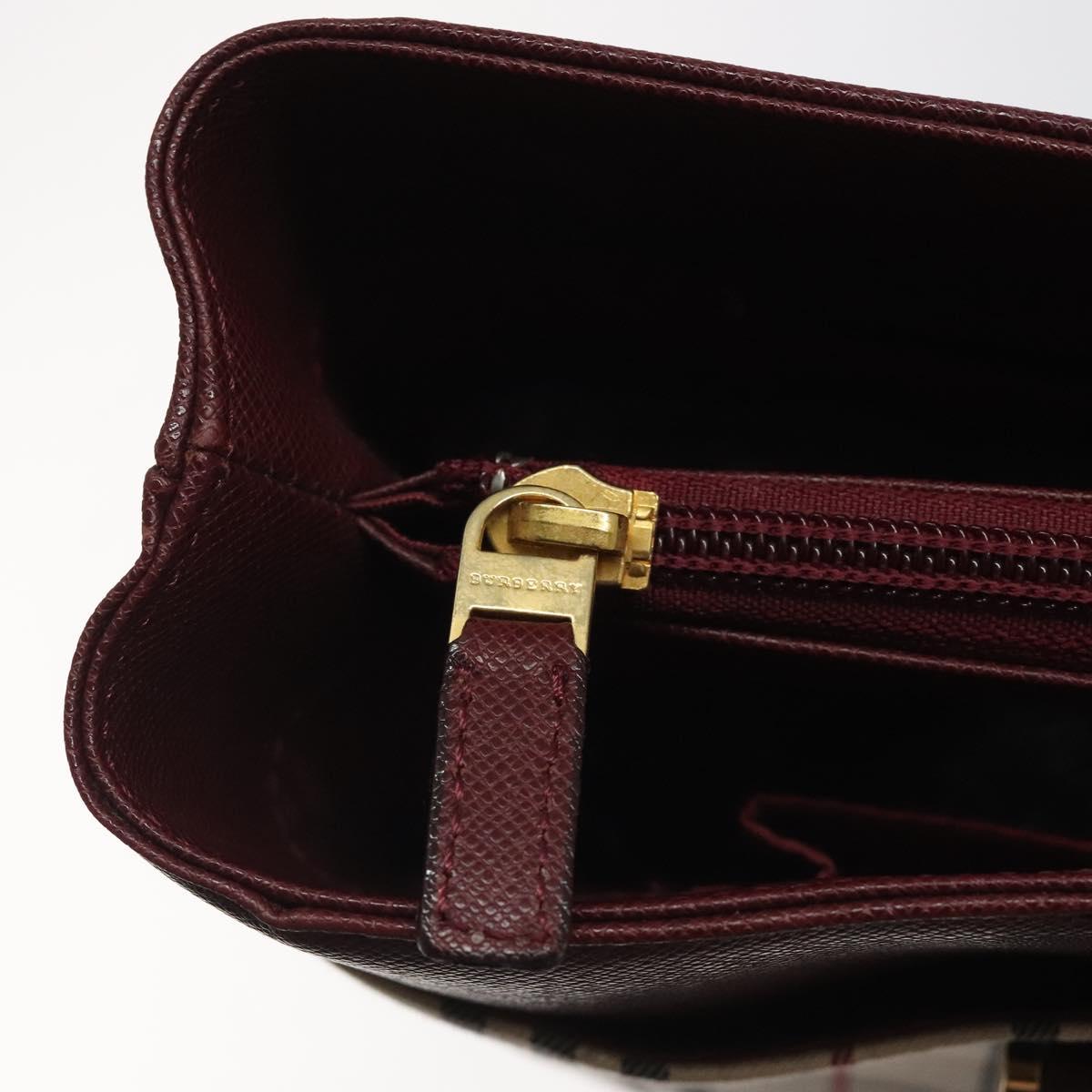 BURBERRY Nova Check Hand Bag Canvas Beige Gold Auth 119890