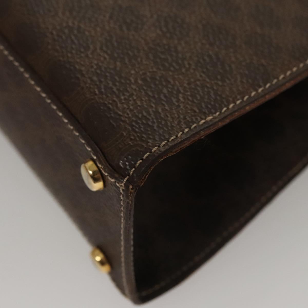 CELINE Macadam Canvas Hand Bag PVC Leather Brown Gold Auth 119974