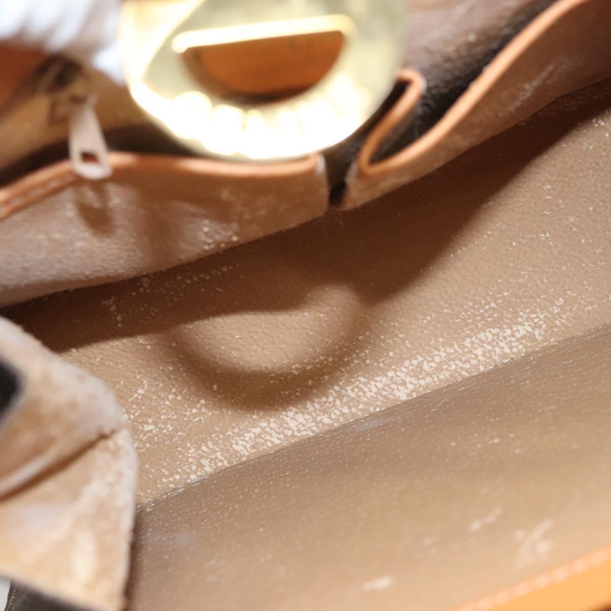 CELINE Macadam Canvas Hand Bag PVC Leather Brown Gold Auth 119974