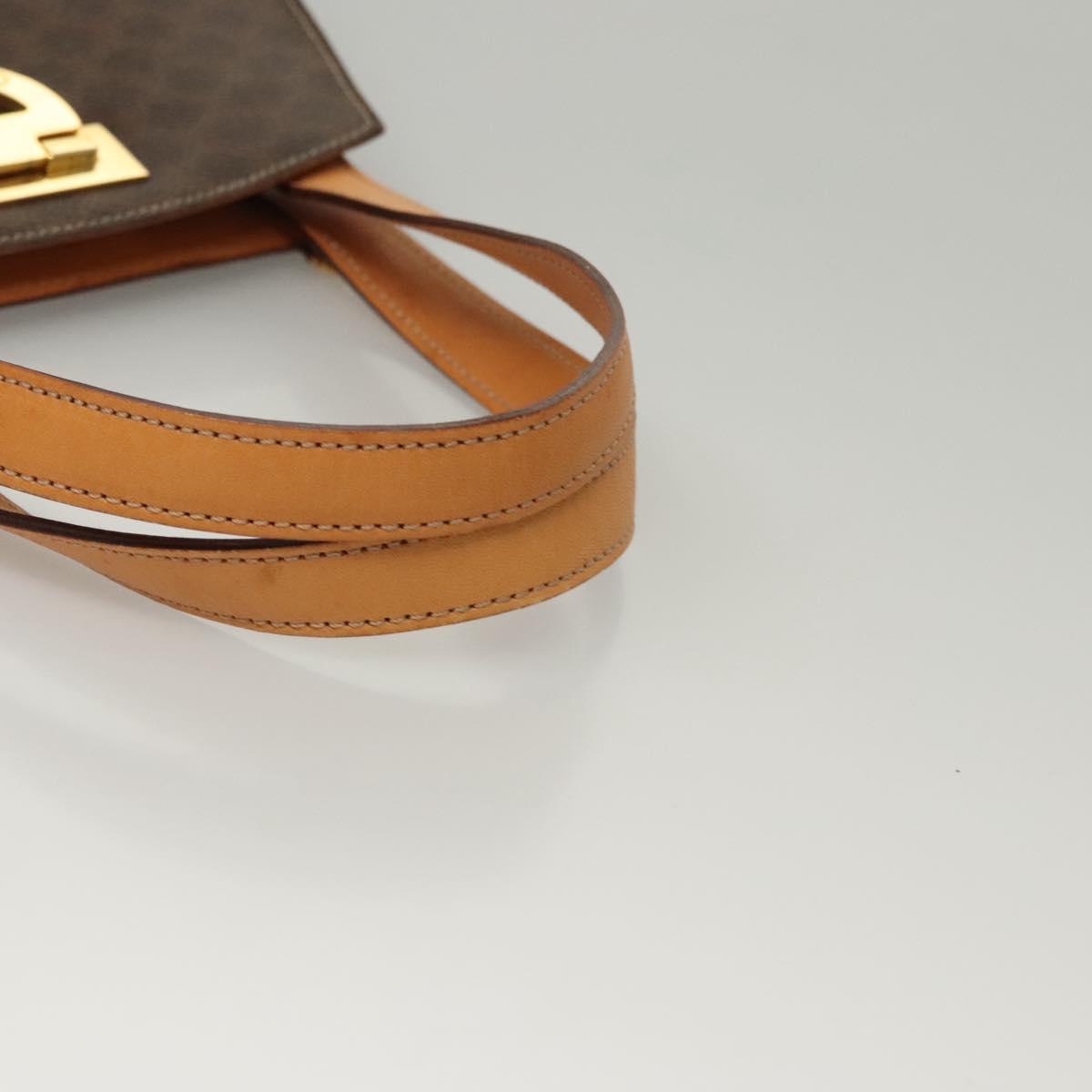 CELINE Macadam Canvas Hand Bag PVC Leather Brown Gold Auth 119974