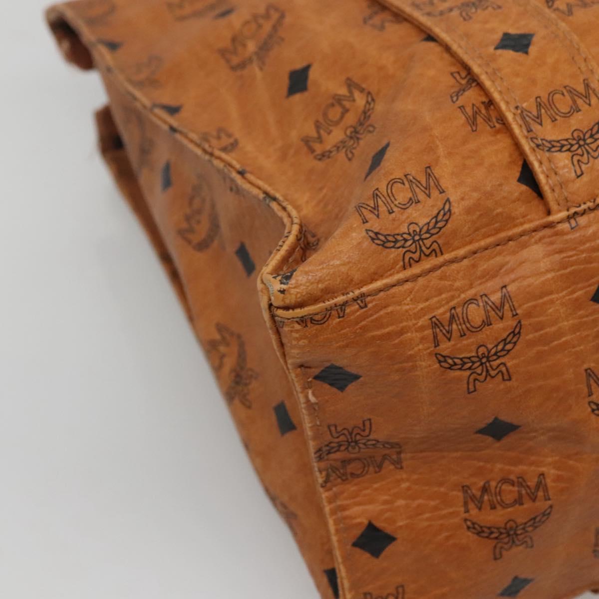 MCM Logogram Vicetos Tote Bag PVC Leather Brown Gold Auth 119981