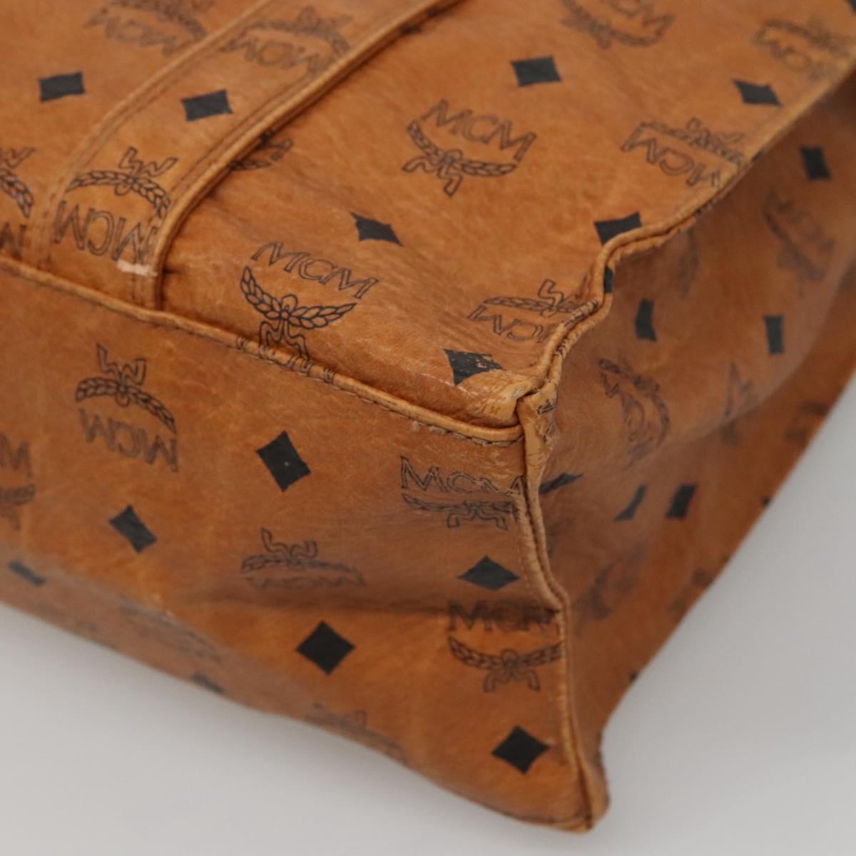 MCM Logogram Vicetos Tote Bag PVC Leather Brown Gold Auth 119981