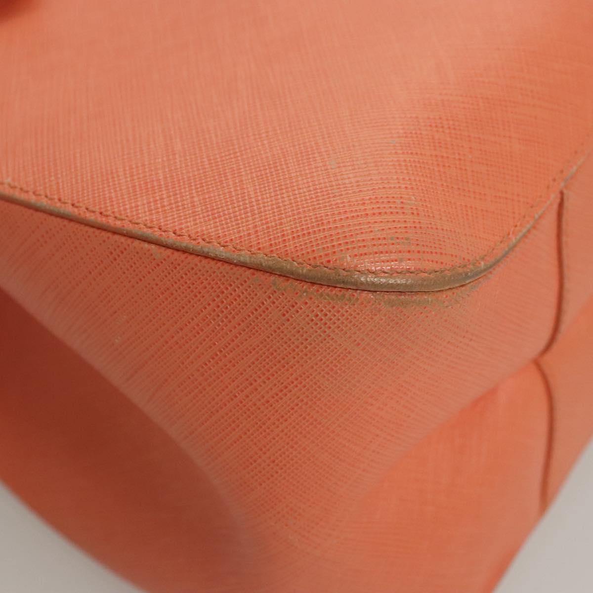 Salvatore Ferragamo Gancini Hand Bag Leather Orange Silver Auth 119985