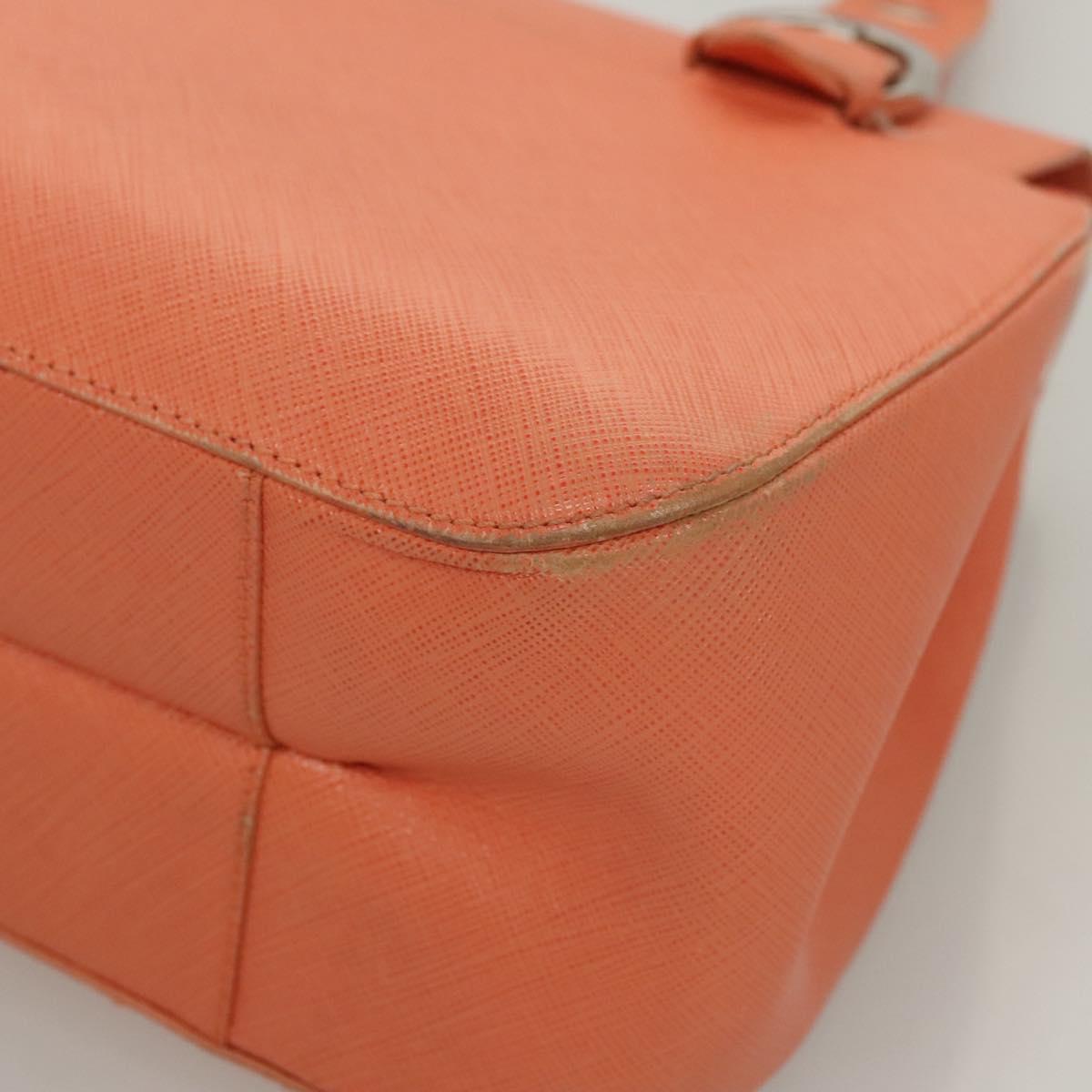 Salvatore Ferragamo Gancini Hand Bag Leather Orange Silver Auth 119985