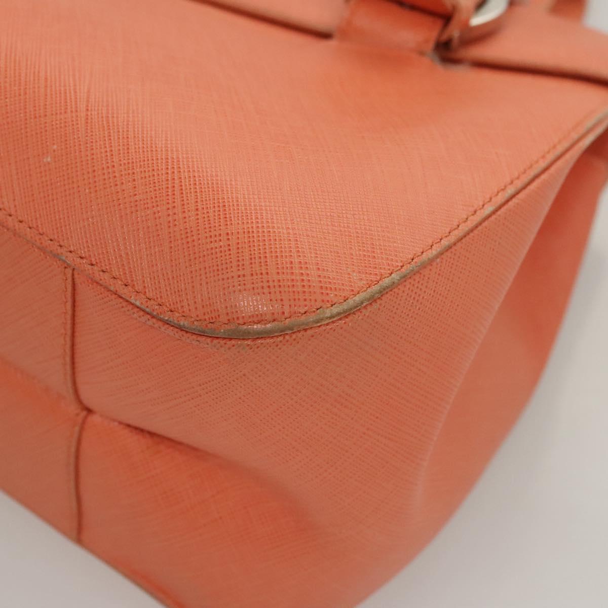 Salvatore Ferragamo Gancini Hand Bag Leather Orange Silver Auth 119985