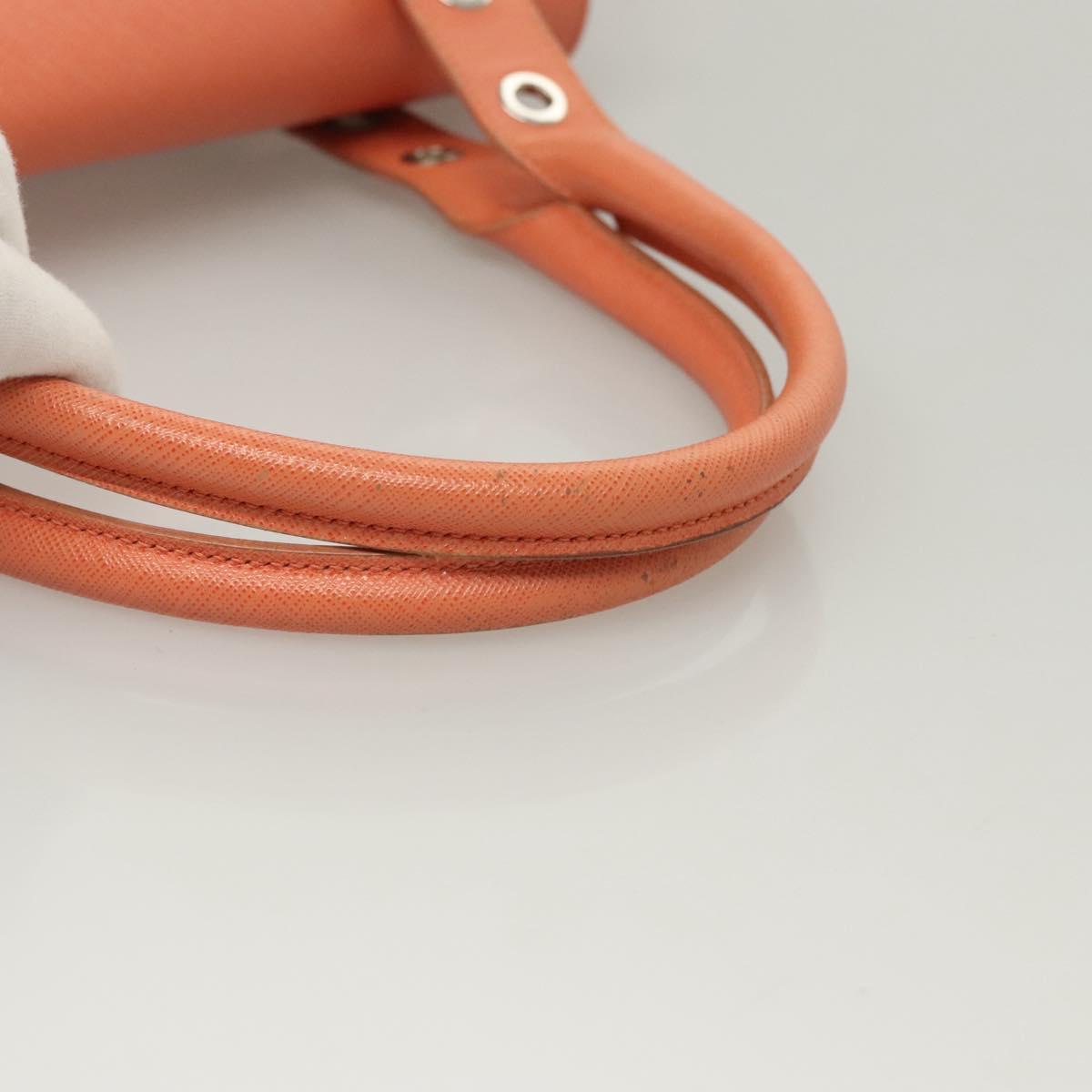 Salvatore Ferragamo Gancini Hand Bag Leather Orange Silver Auth 119985