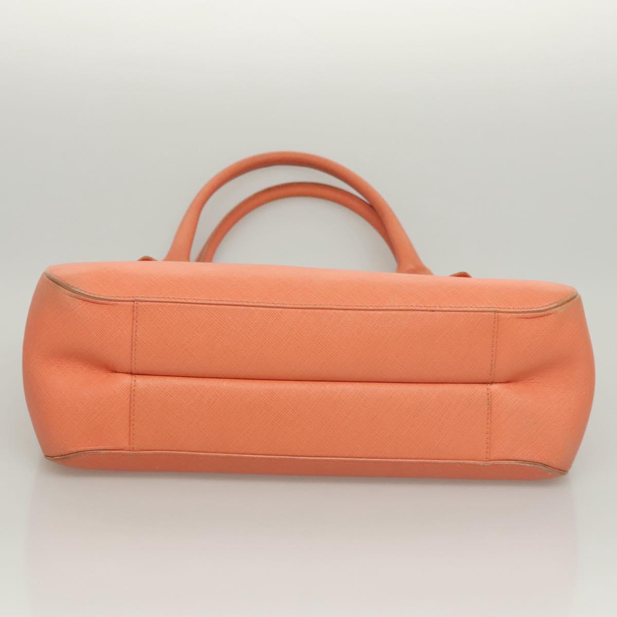 Salvatore Ferragamo Gancini Hand Bag Leather Orange Silver Auth 119985