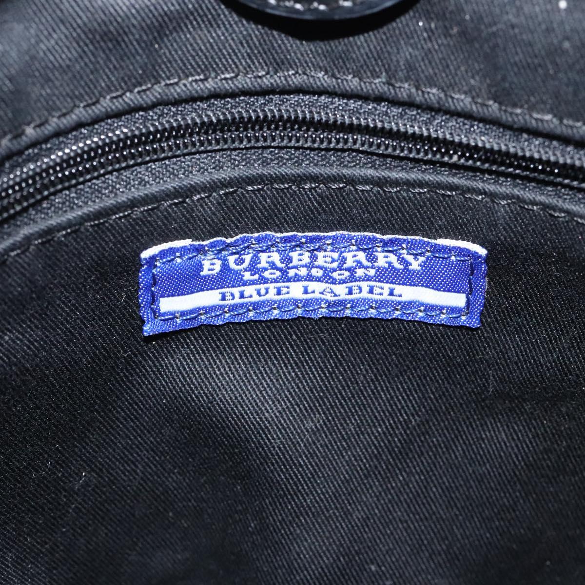 BURBERRY Nova Check Blue Label Tote Bag Canvas Beige Silver Auth 119986