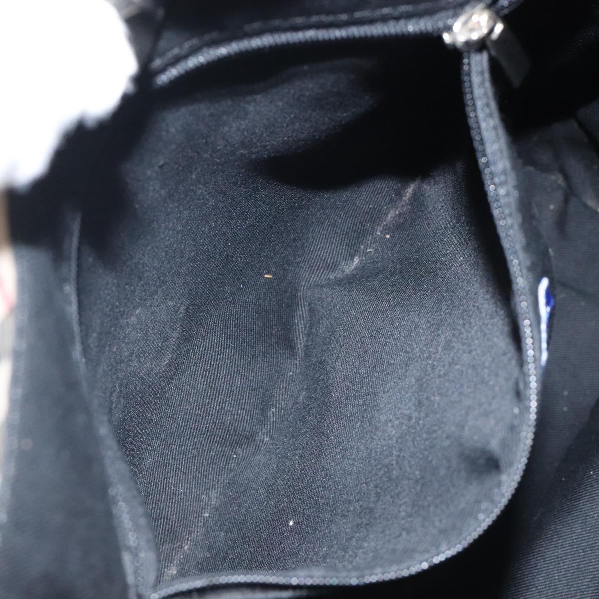 BURBERRY Nova Check Blue Label Tote Bag Canvas Beige Silver Auth 119986