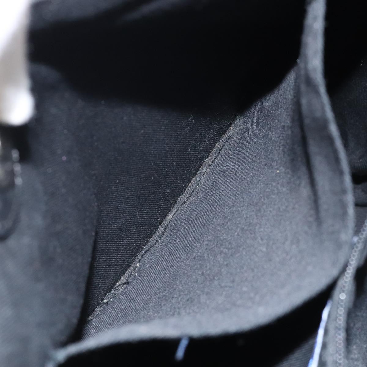 BURBERRY Nova Check Blue Label Tote Bag Canvas Beige Silver Auth 119986