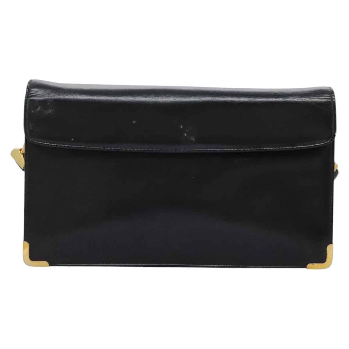 Christian Dior Shoulder Bag Calf leather Black Auth 119992