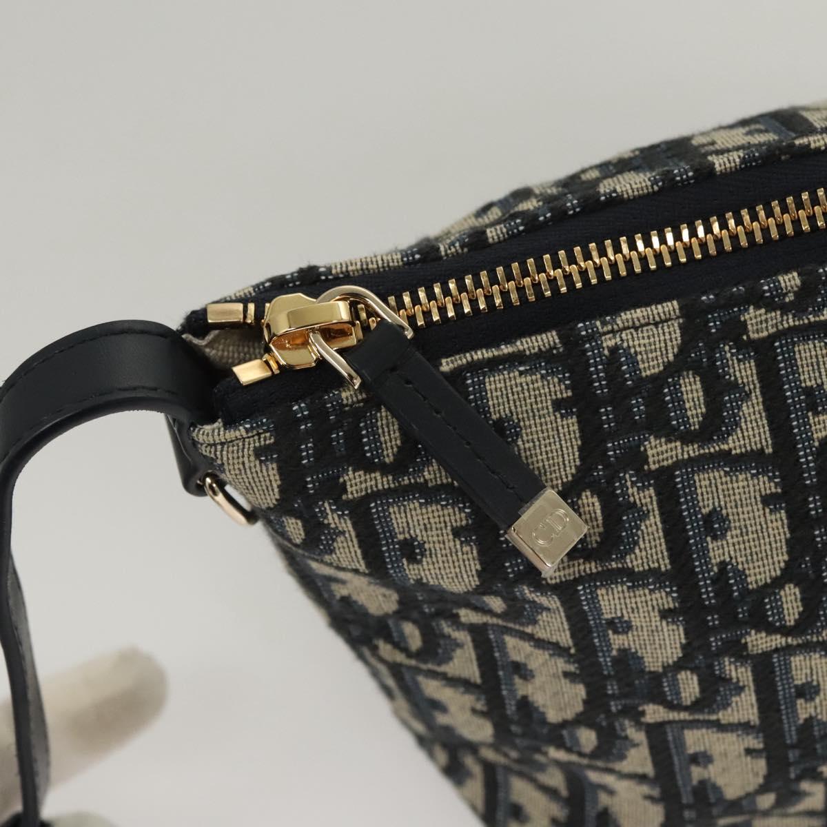 Christian Dior Trotter Canvas Accessory Pouch Navy Auth 120003