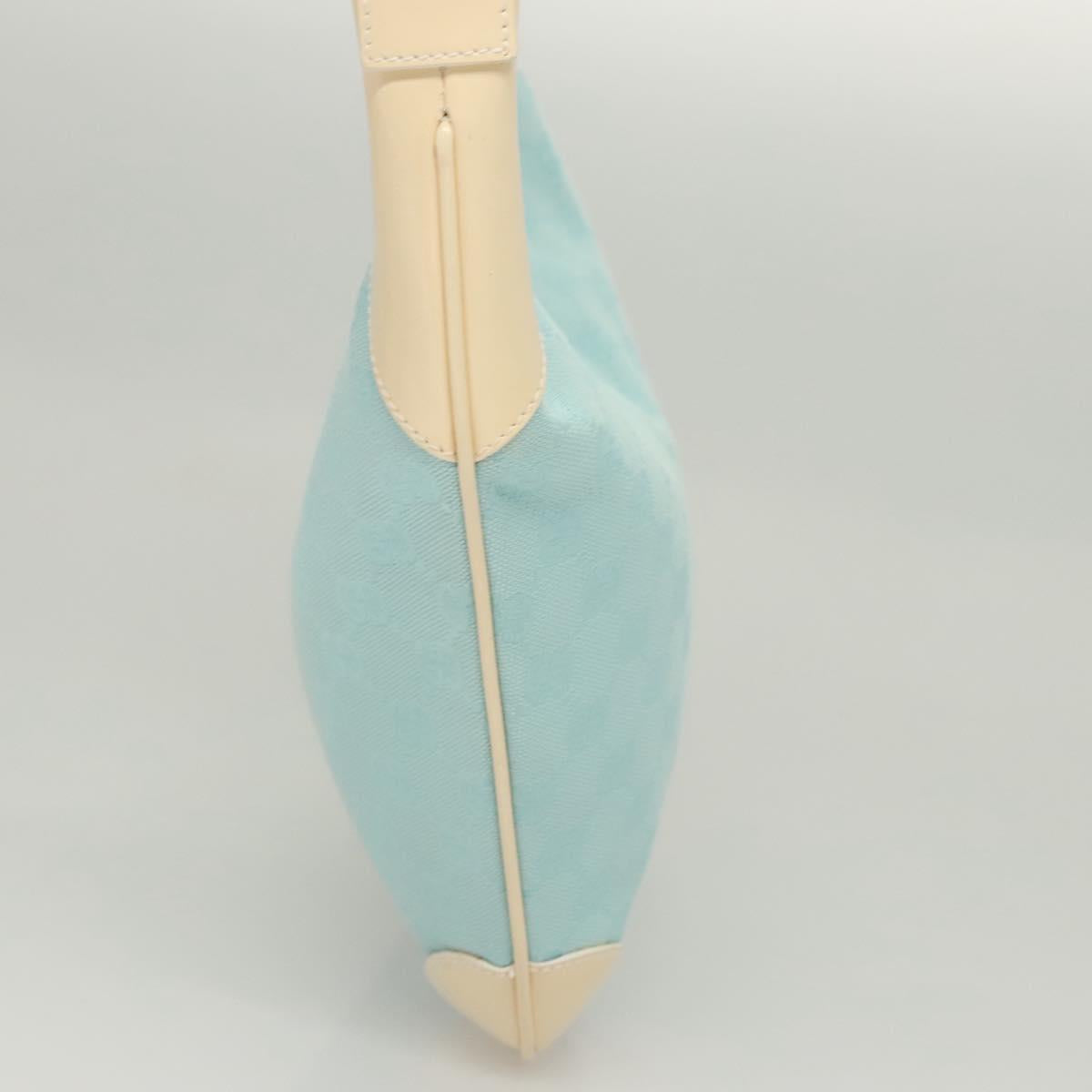 GUCCI GG Canvas Shoulder Bag Light Blue Gold 001 4158 Auth 120032A