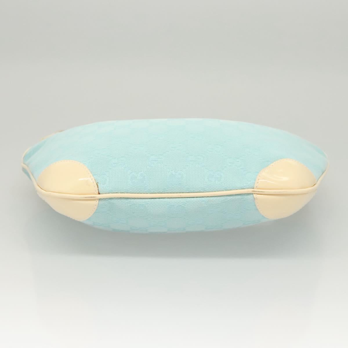 GUCCI GG Canvas Shoulder Bag Light Blue Gold 001 4158 Auth 120032A