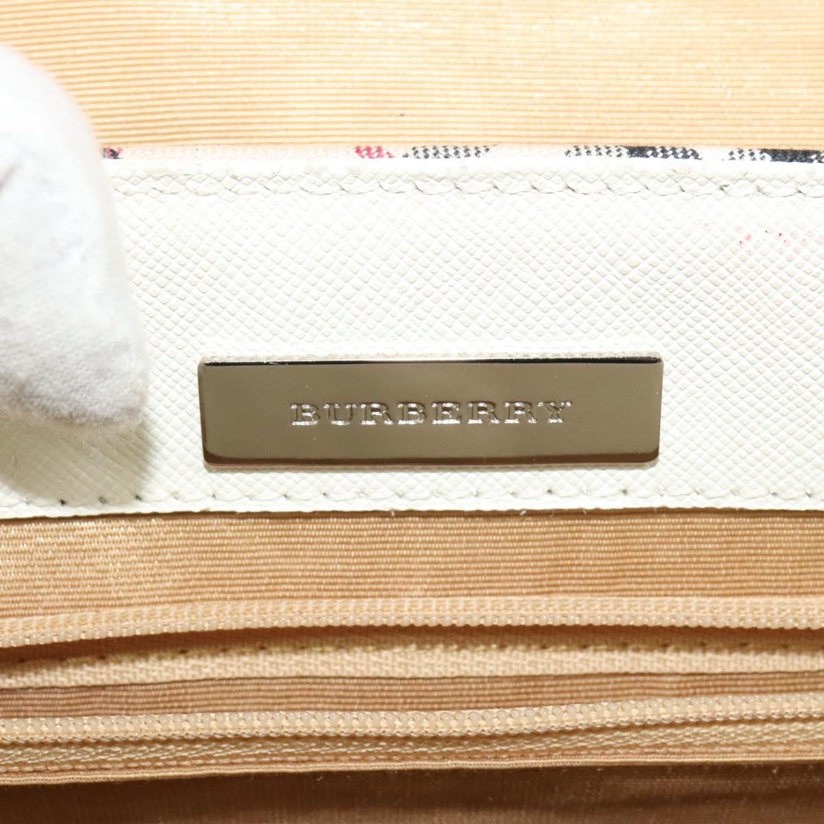 BURBERRY Nova Check Shoulder Bag Canvas Beige Silver Auth 120041