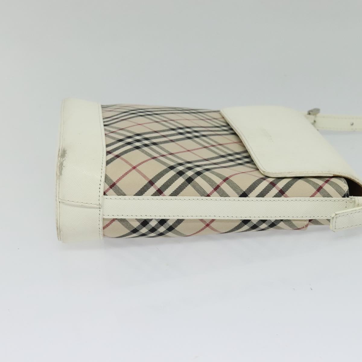 BURBERRY Nova Check Shoulder Bag Canvas Beige Silver Auth 120041