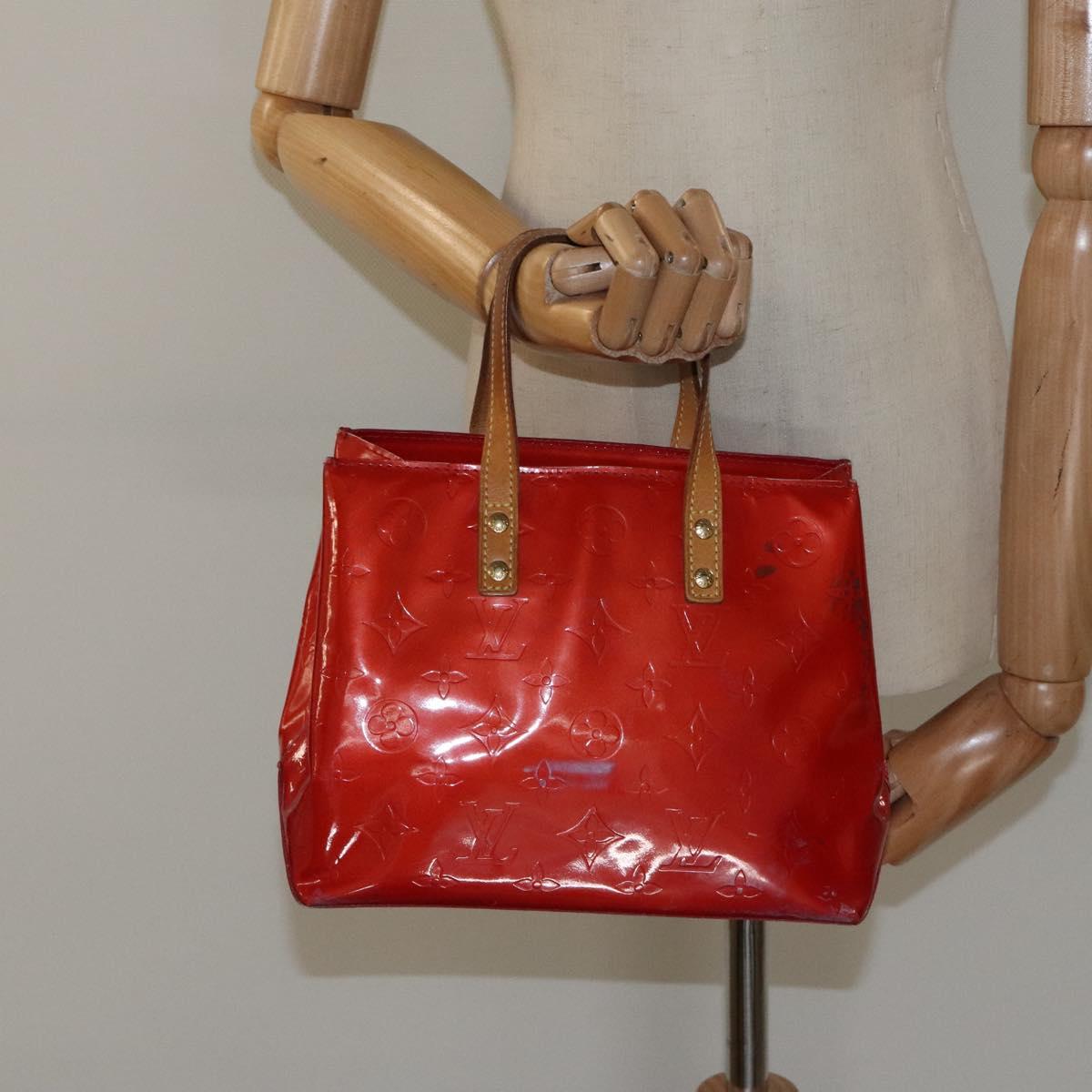 LOUIS VUITTON Monogram Vernis Reade PM Hand Bag Red Rouge M91088 LV Auth 120043
