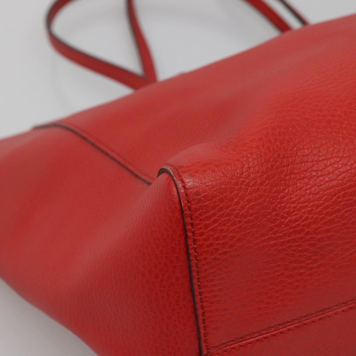 GUCCI Tote Bag Leather Red Gold 354397 Auth 120046