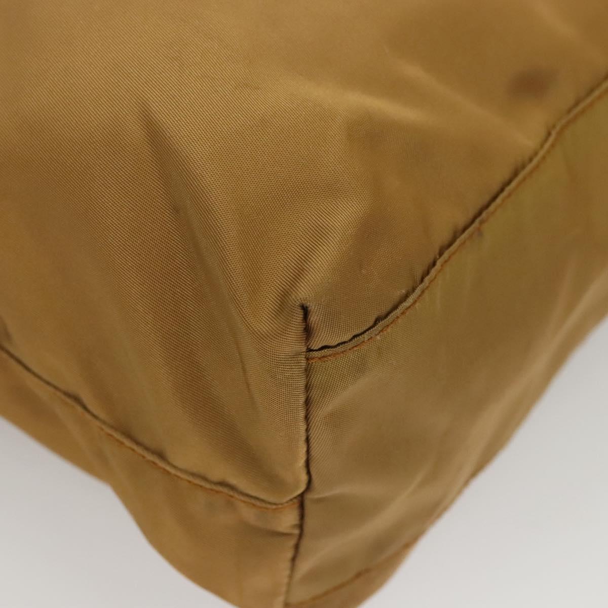 PRADA Tote Bag Nylon Khaki Silver Auth 120103