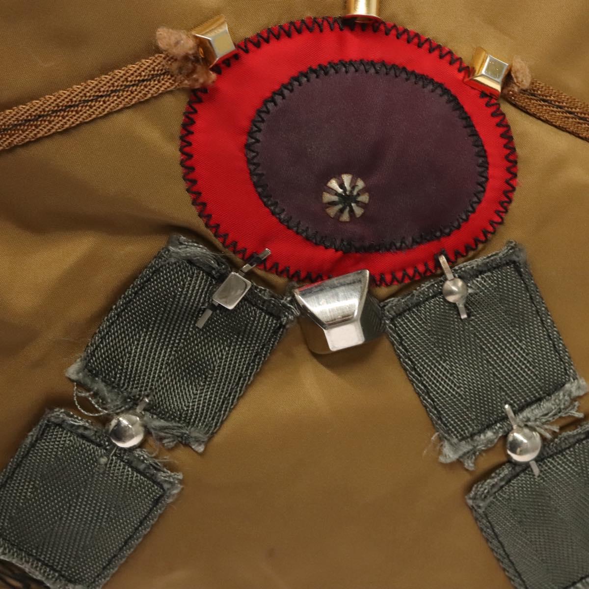 PRADA Tote Bag Nylon Khaki Silver Auth 120103