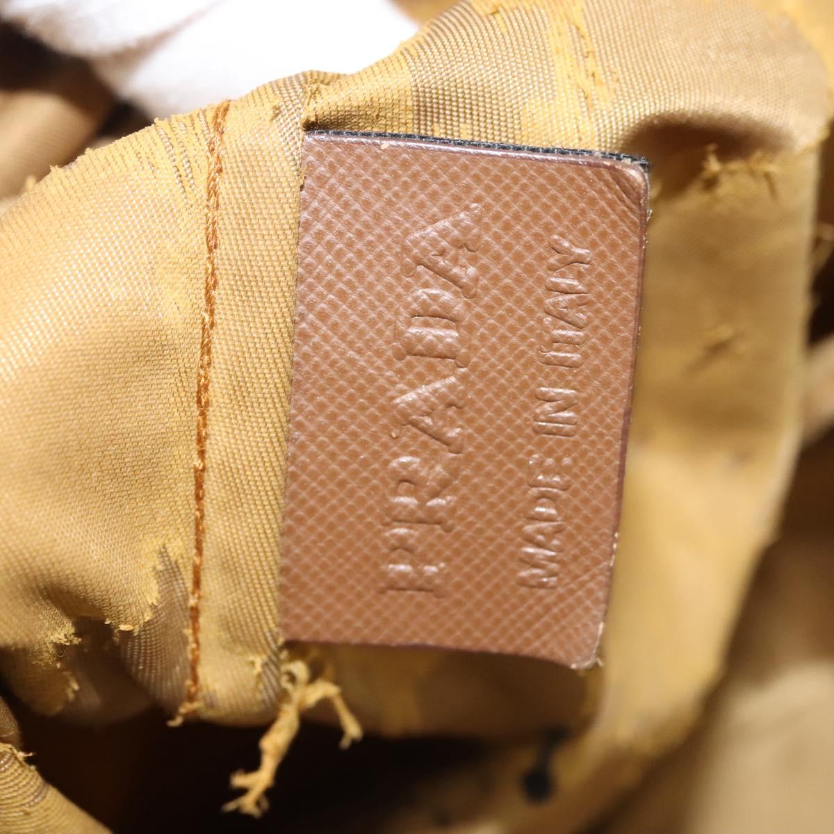 PRADA Tote Bag Nylon Khaki Silver Auth 120103