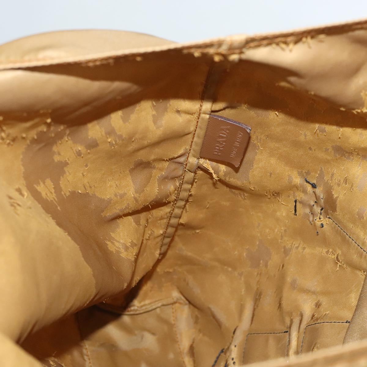 PRADA Tote Bag Nylon Khaki Silver Auth 120103