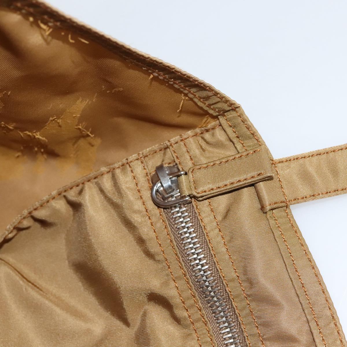 PRADA Tote Bag Nylon Khaki Silver Auth 120103