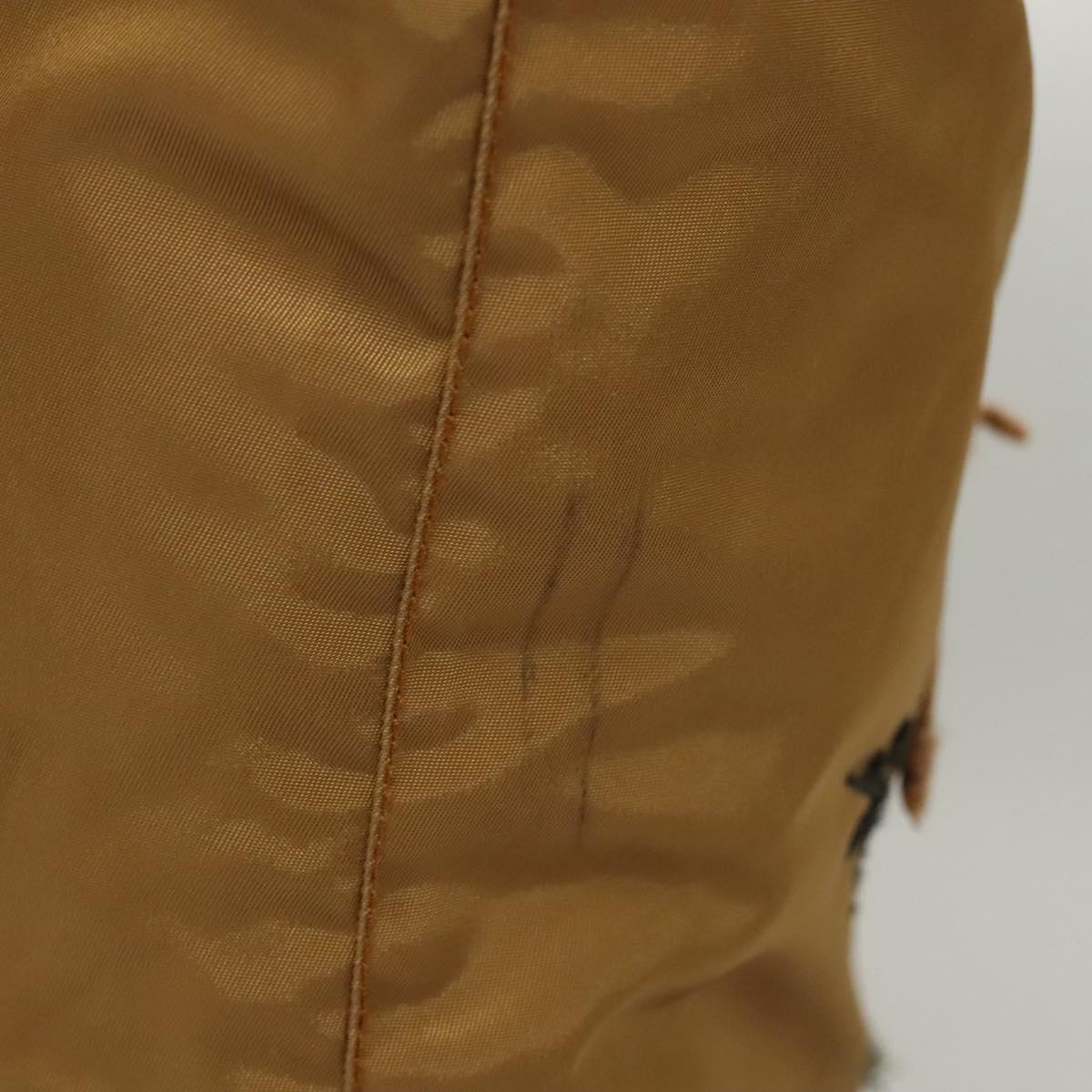 PRADA Tote Bag Nylon Khaki Silver Auth 120103