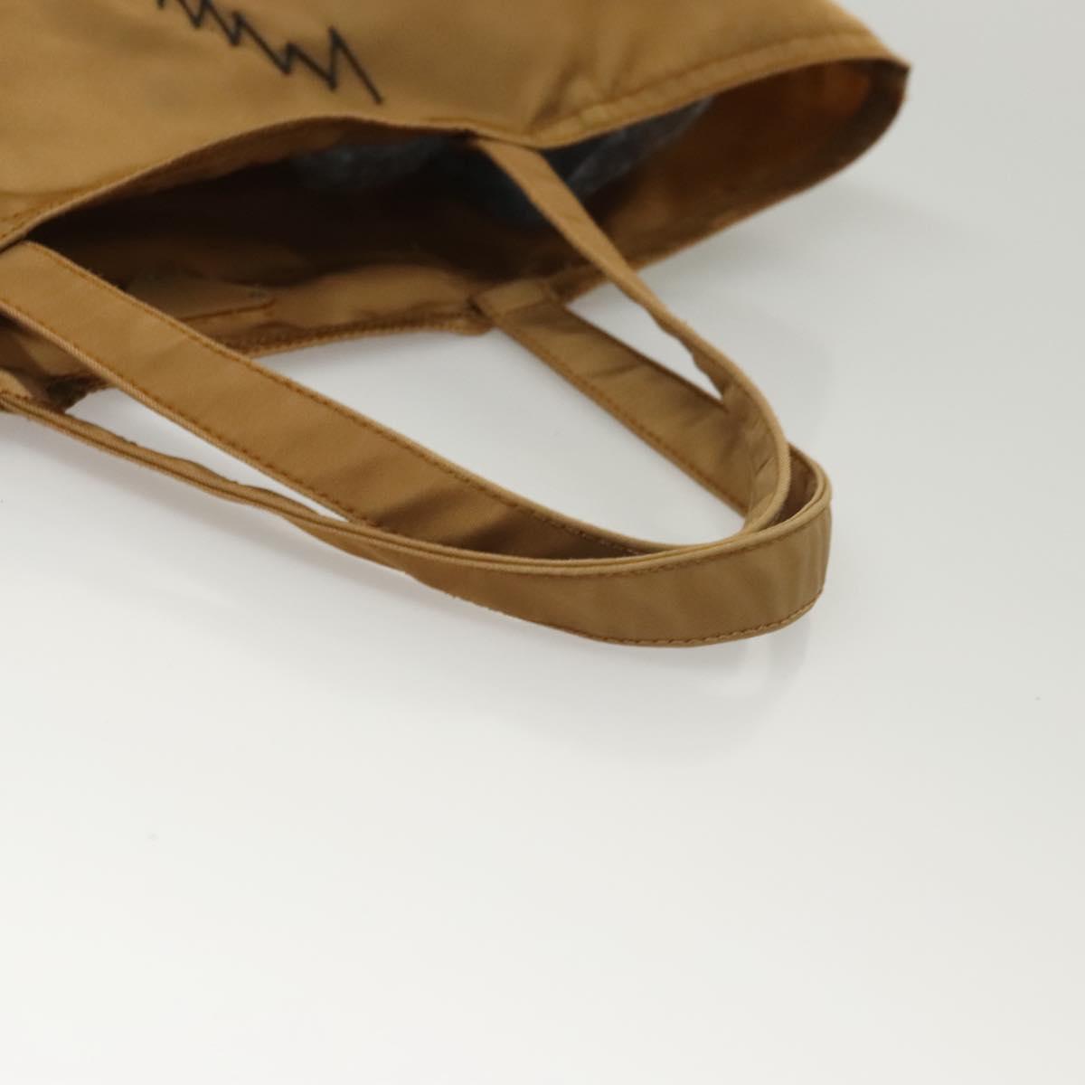 PRADA Tote Bag Nylon Khaki Silver Auth 120103