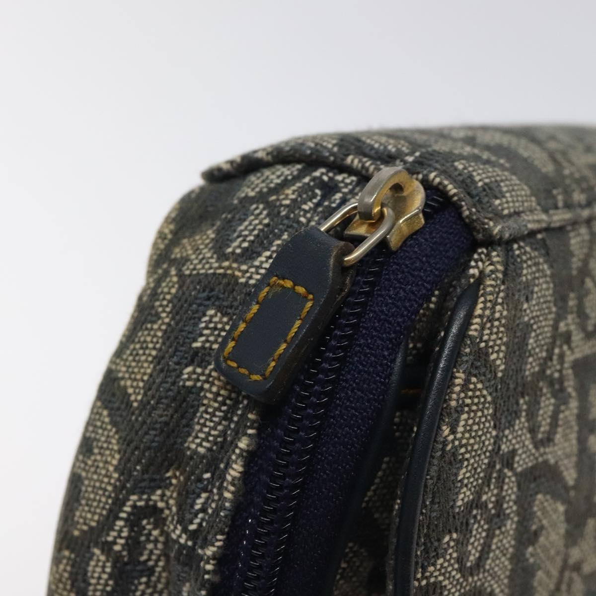 Christian Dior Trotter Canvas Saddle Pouch Navy Gold Auth 120108