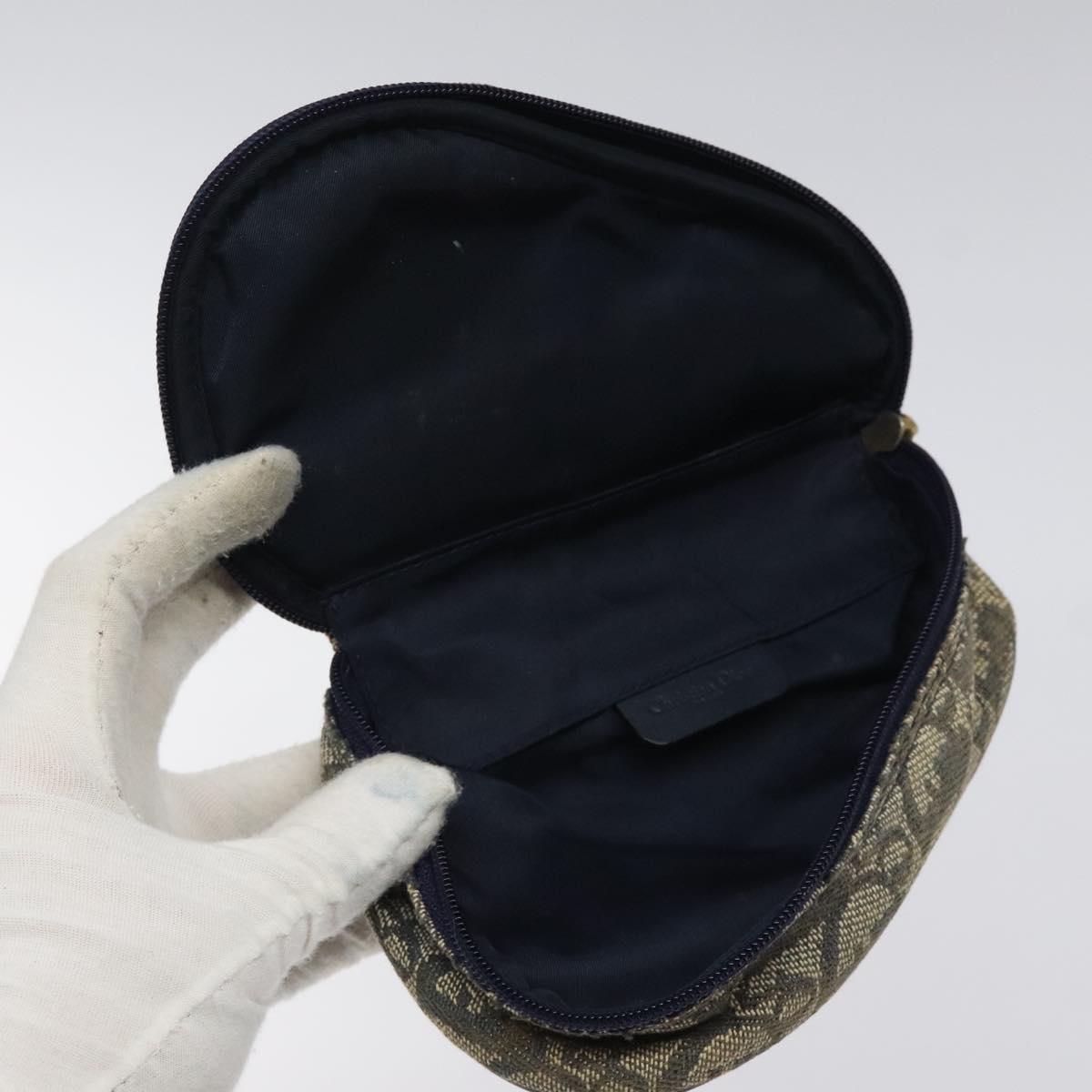 Christian Dior Trotter Canvas Saddle Pouch Navy Gold Auth 120108