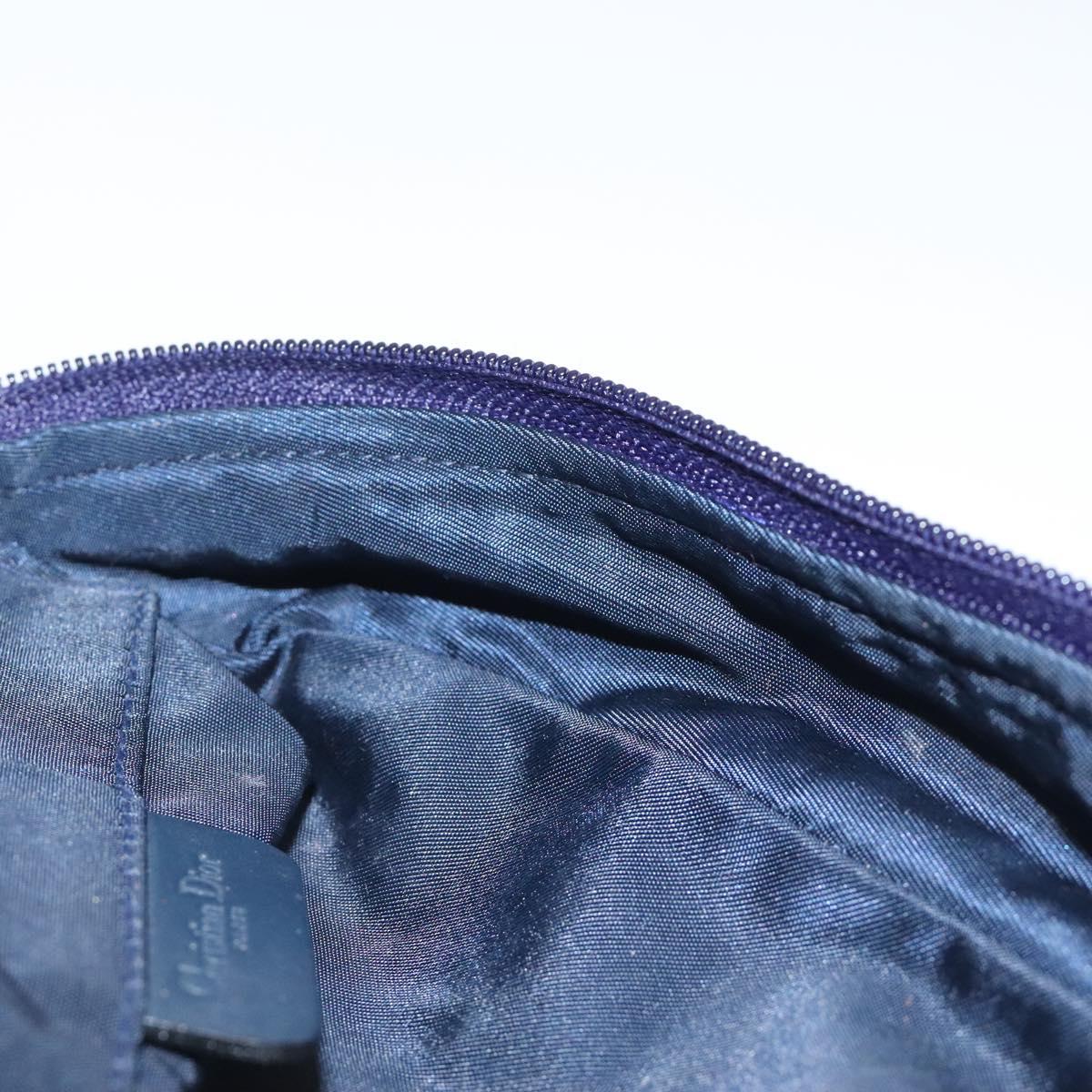 Christian Dior Trotter Canvas Saddle Pouch Navy Gold Auth 120108