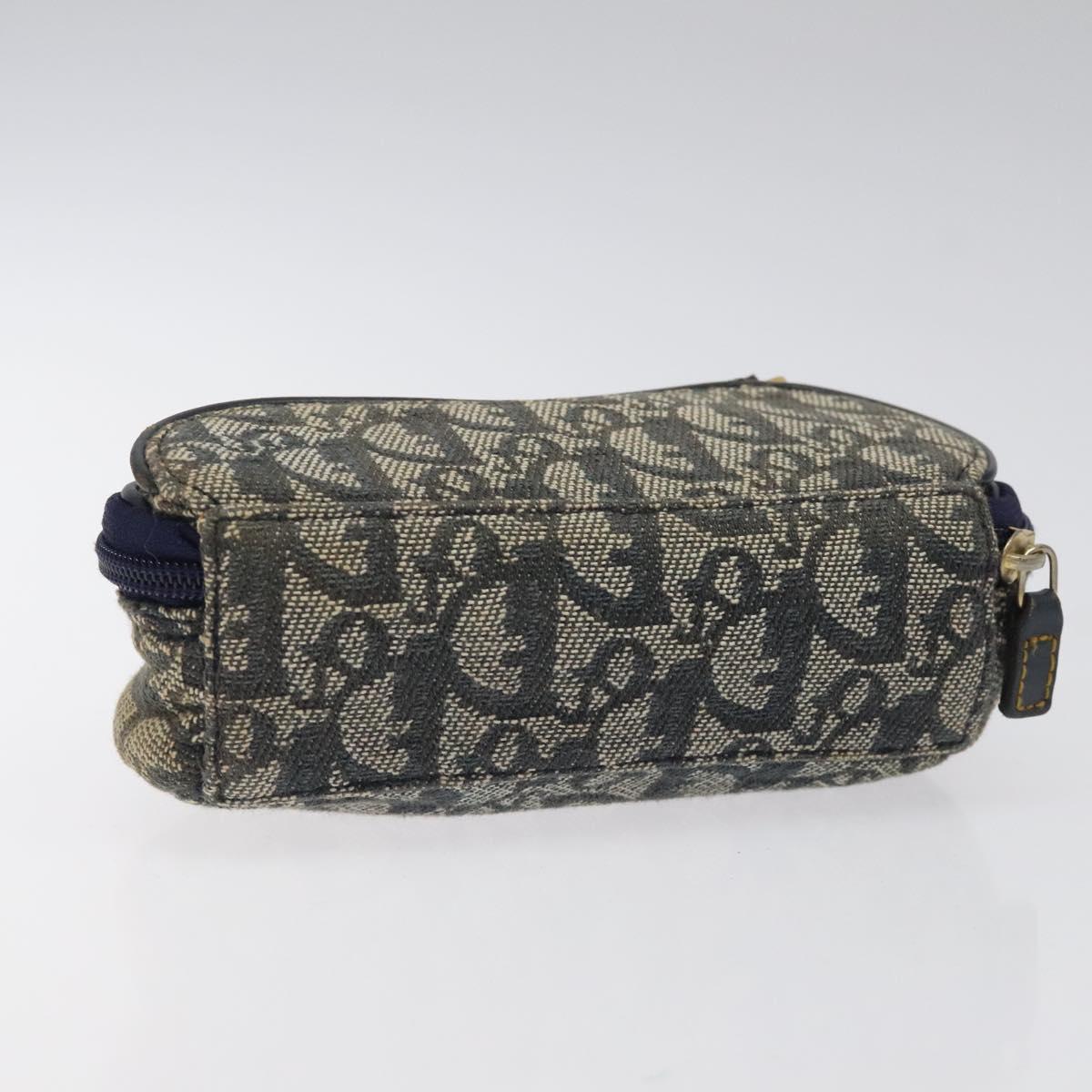 Christian Dior Trotter Canvas Saddle Pouch Navy Gold Auth 120108