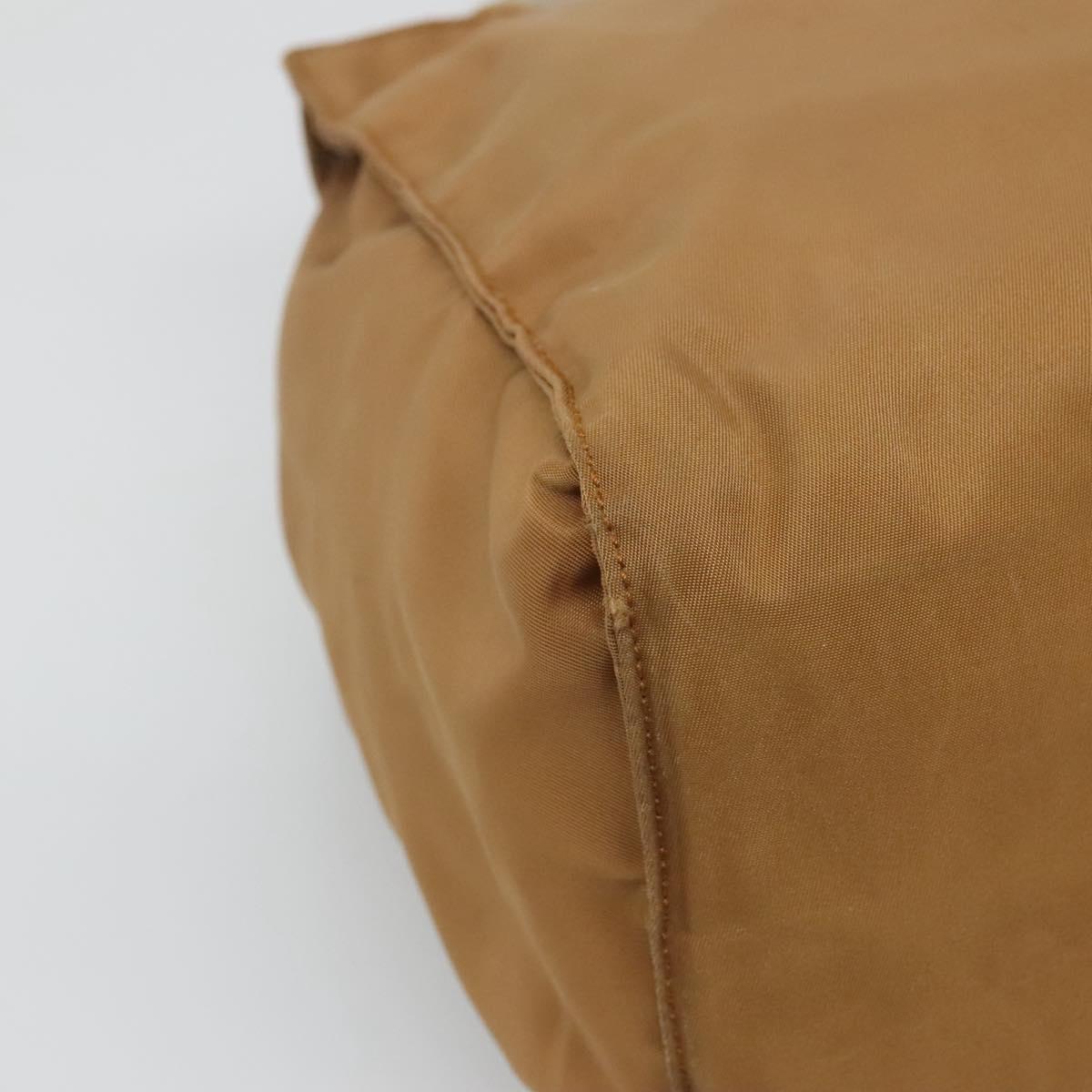 PRADA Hand Bag Nylon Brown Gold Auth 120116