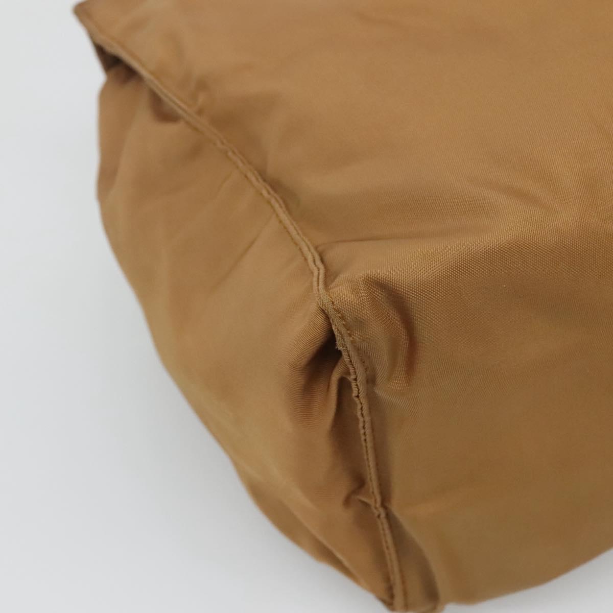 PRADA Hand Bag Nylon Brown Gold Auth 120116