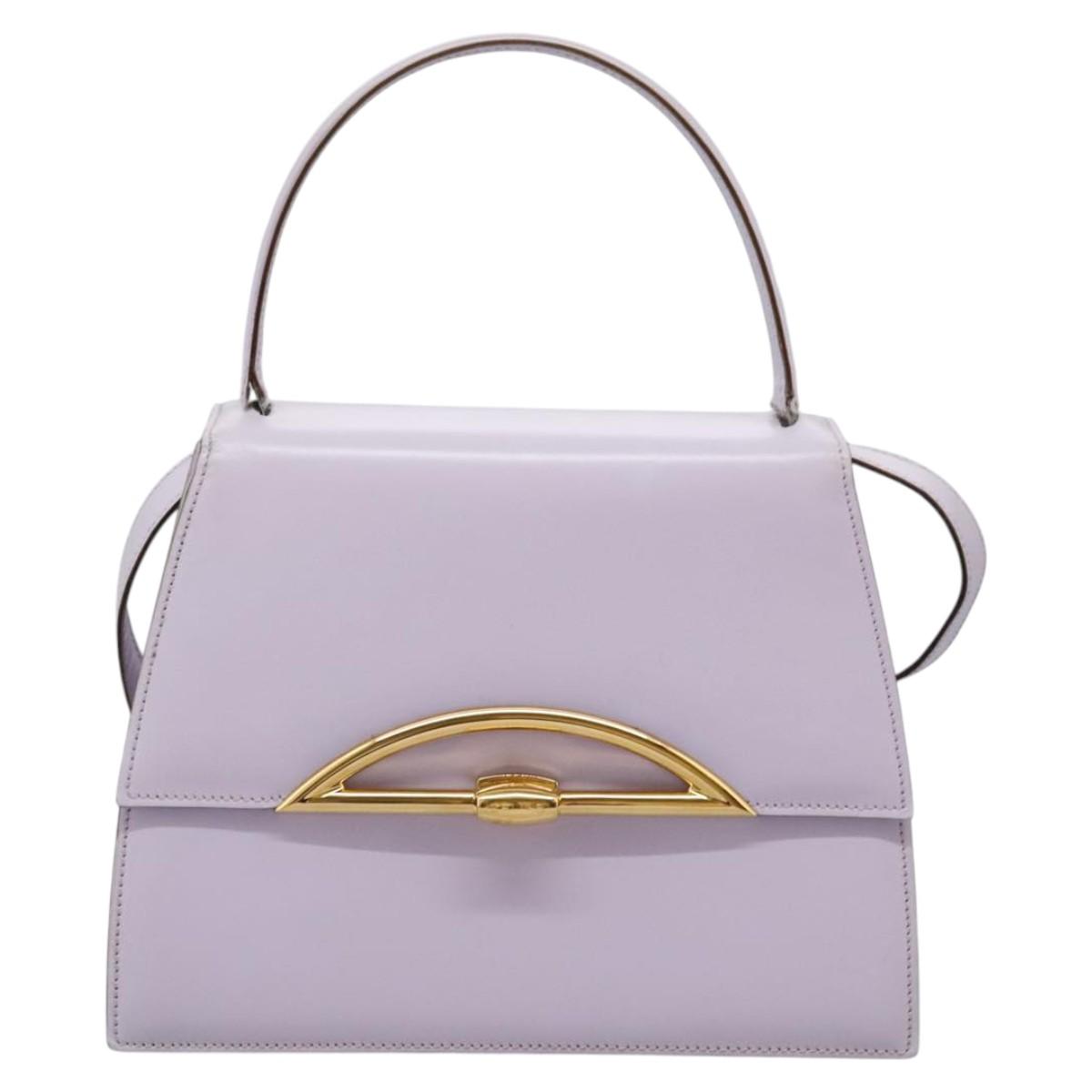 CELINE Hand Bag Leather 2way Purple Gold Auth 120119