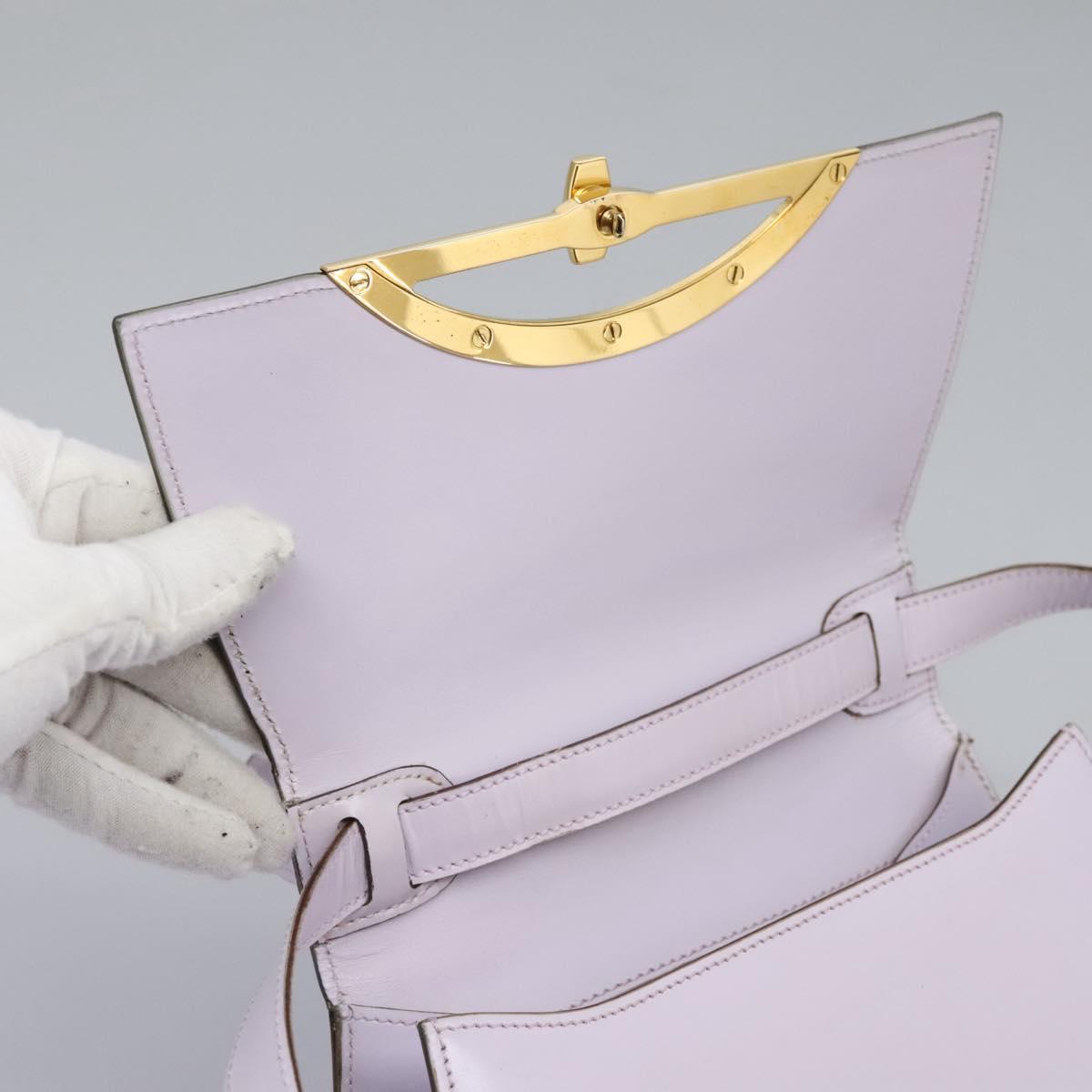 CELINE Hand Bag Leather 2way Purple Gold Auth 120119
