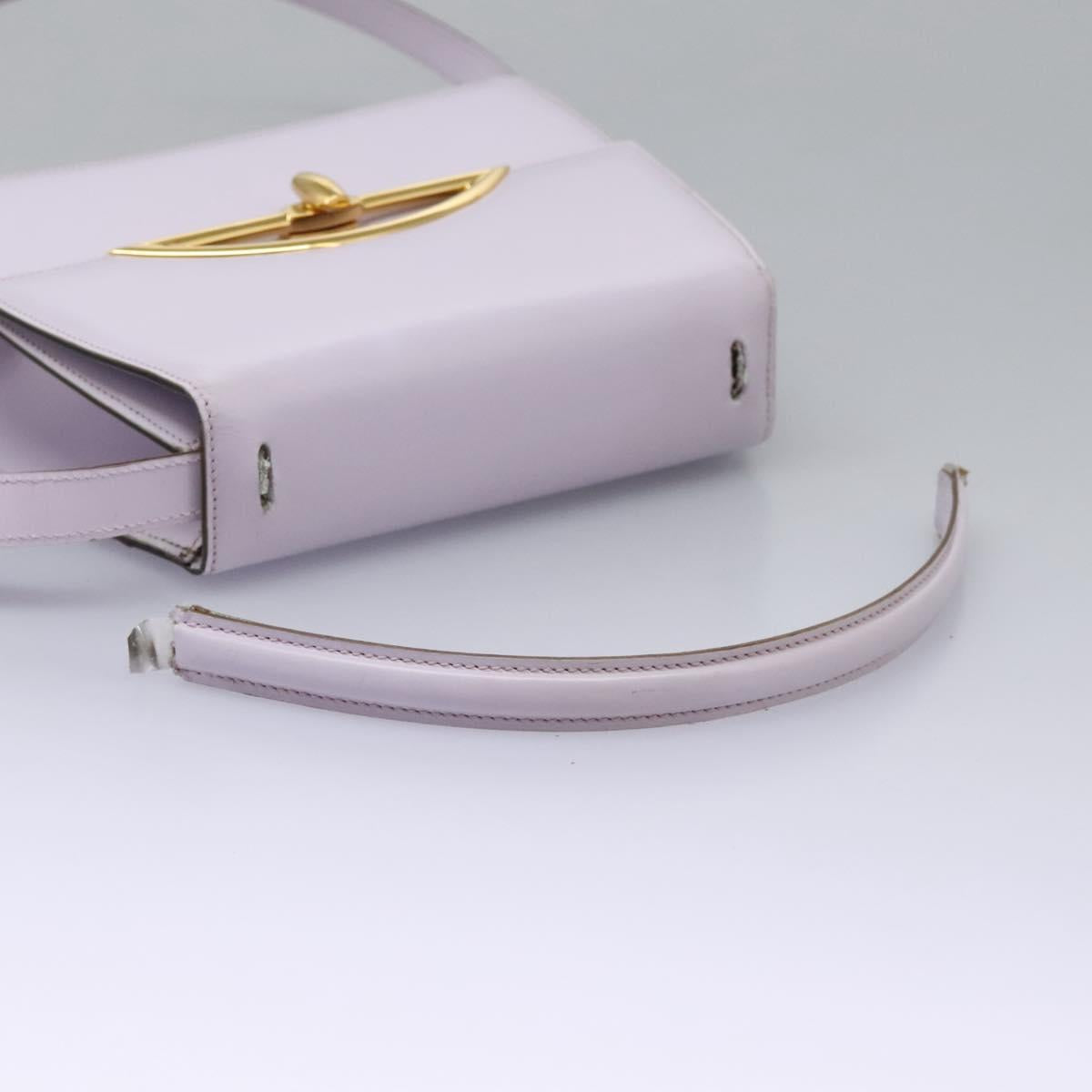 CELINE Hand Bag Leather 2way Purple Gold Auth 120119