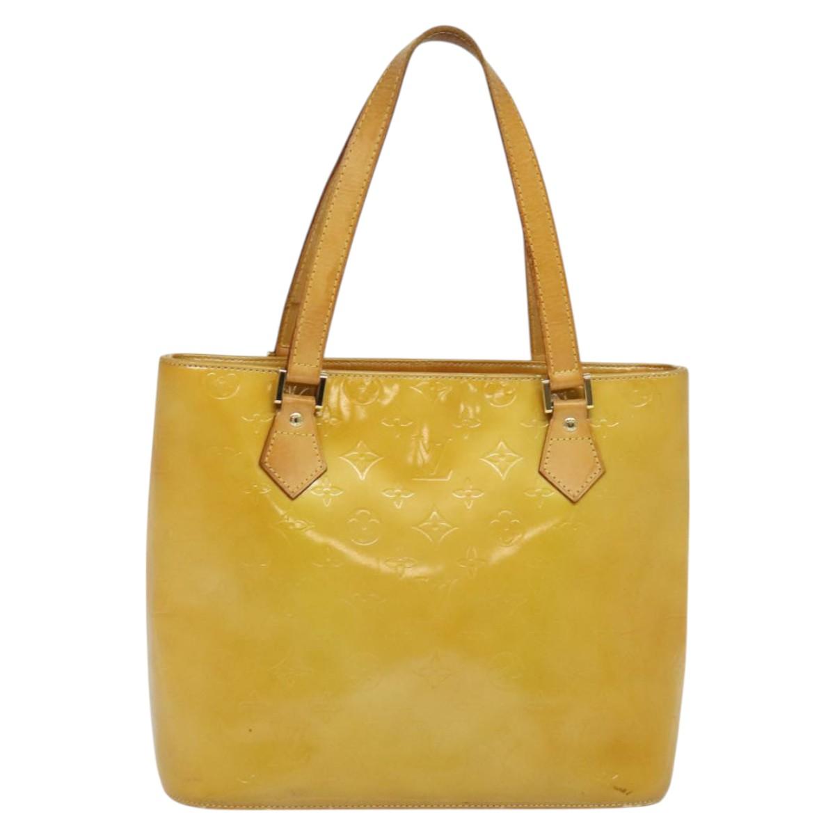 LOUIS VUITTON Monogram Vernis Houston Hand Bag Beige M91004 LV Auth 120122
