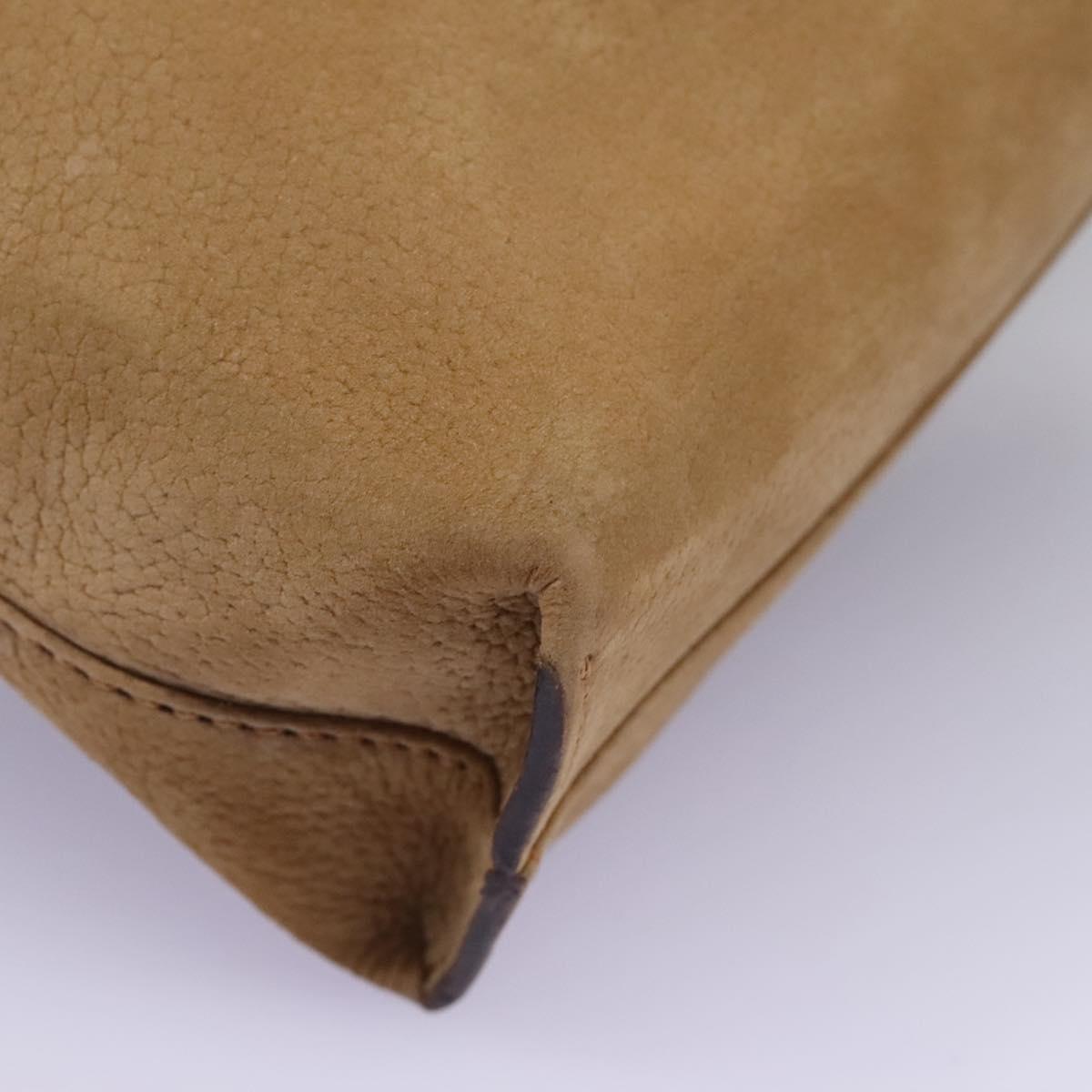 CELINE Shoulder Bag Suede Brown Gold Auth 120125